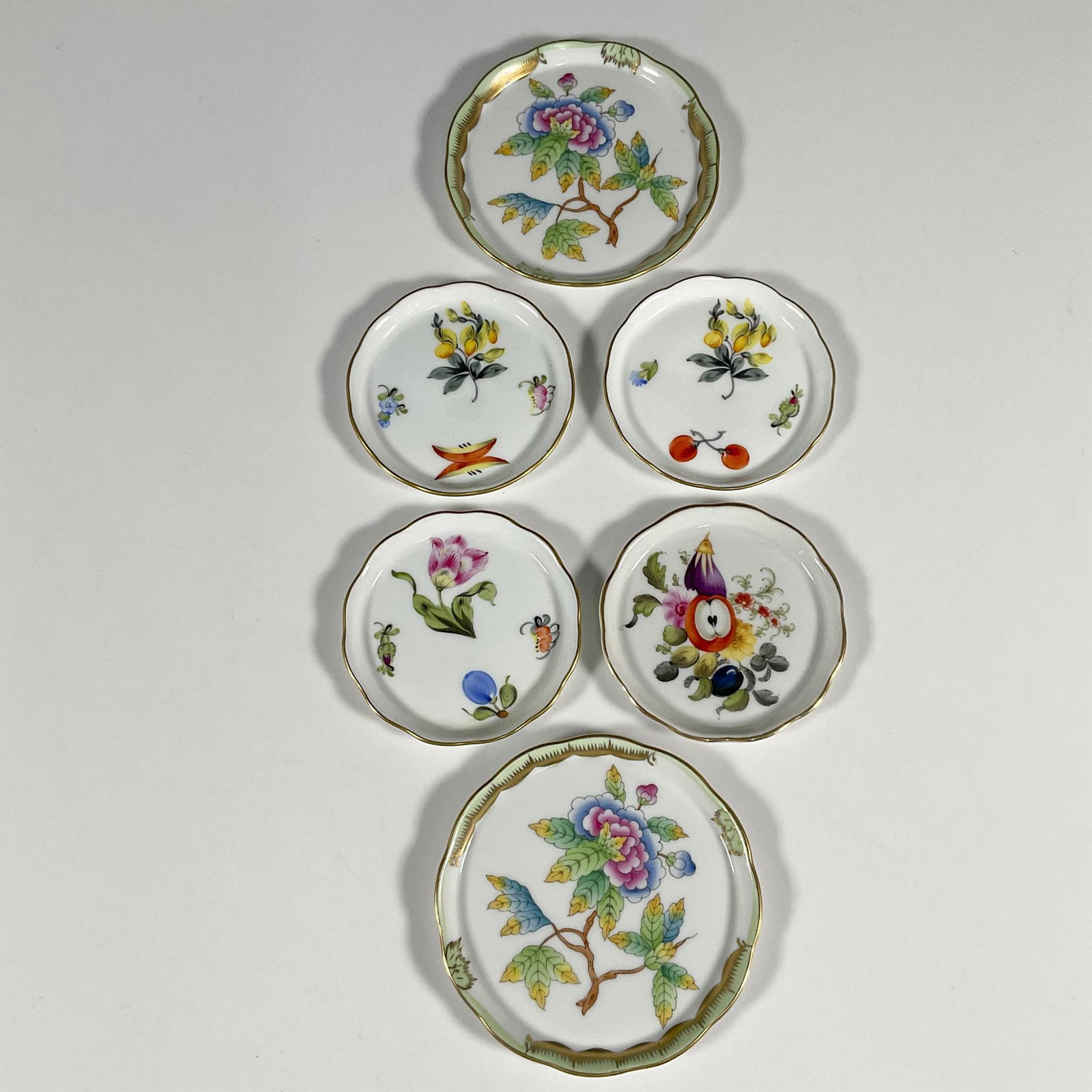 6pc Herend Hand Painted Porcelain Coasters (1 of 3)