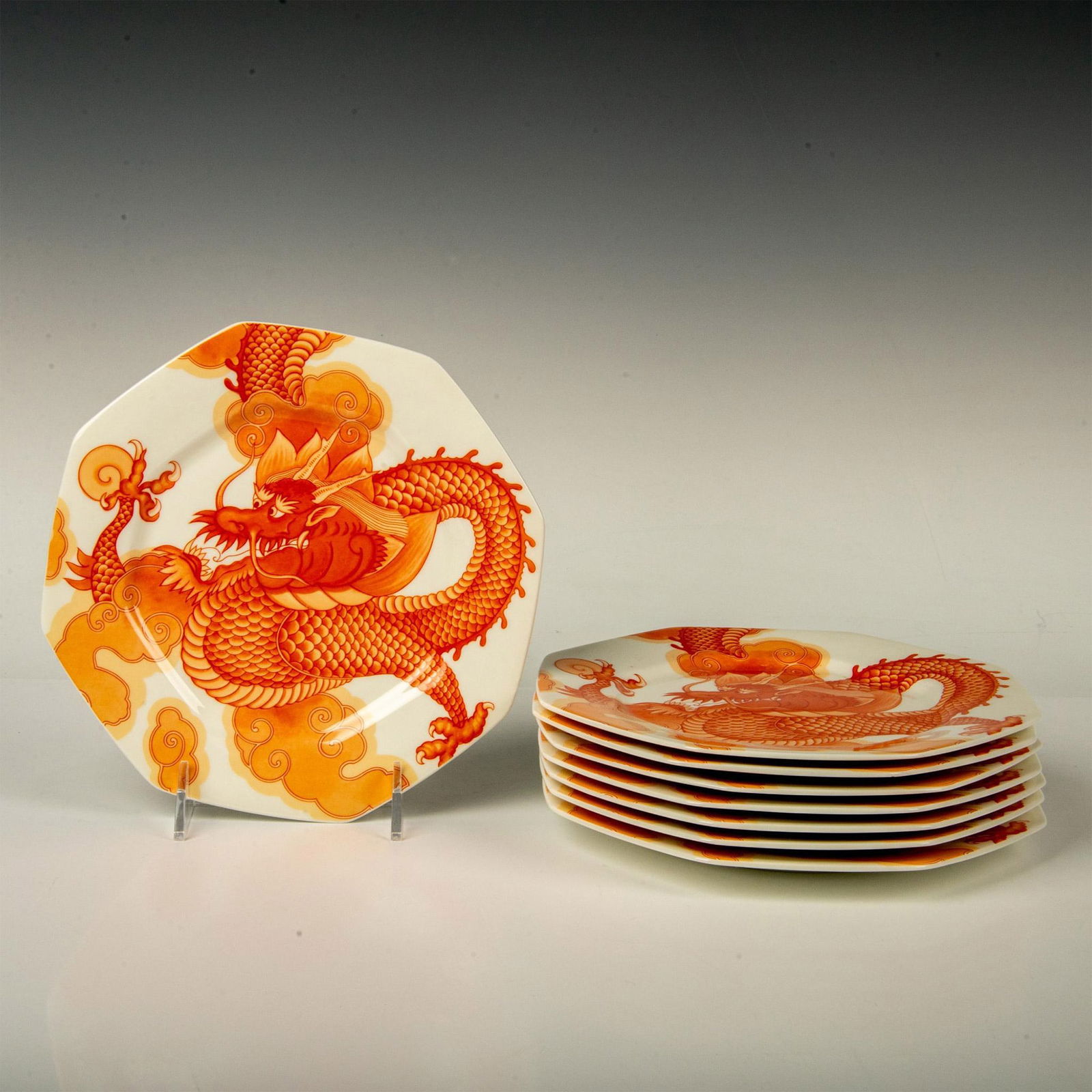 8pc Mikasa Narumi of Japan Mythology Plates, Terracotta (1 of 3)