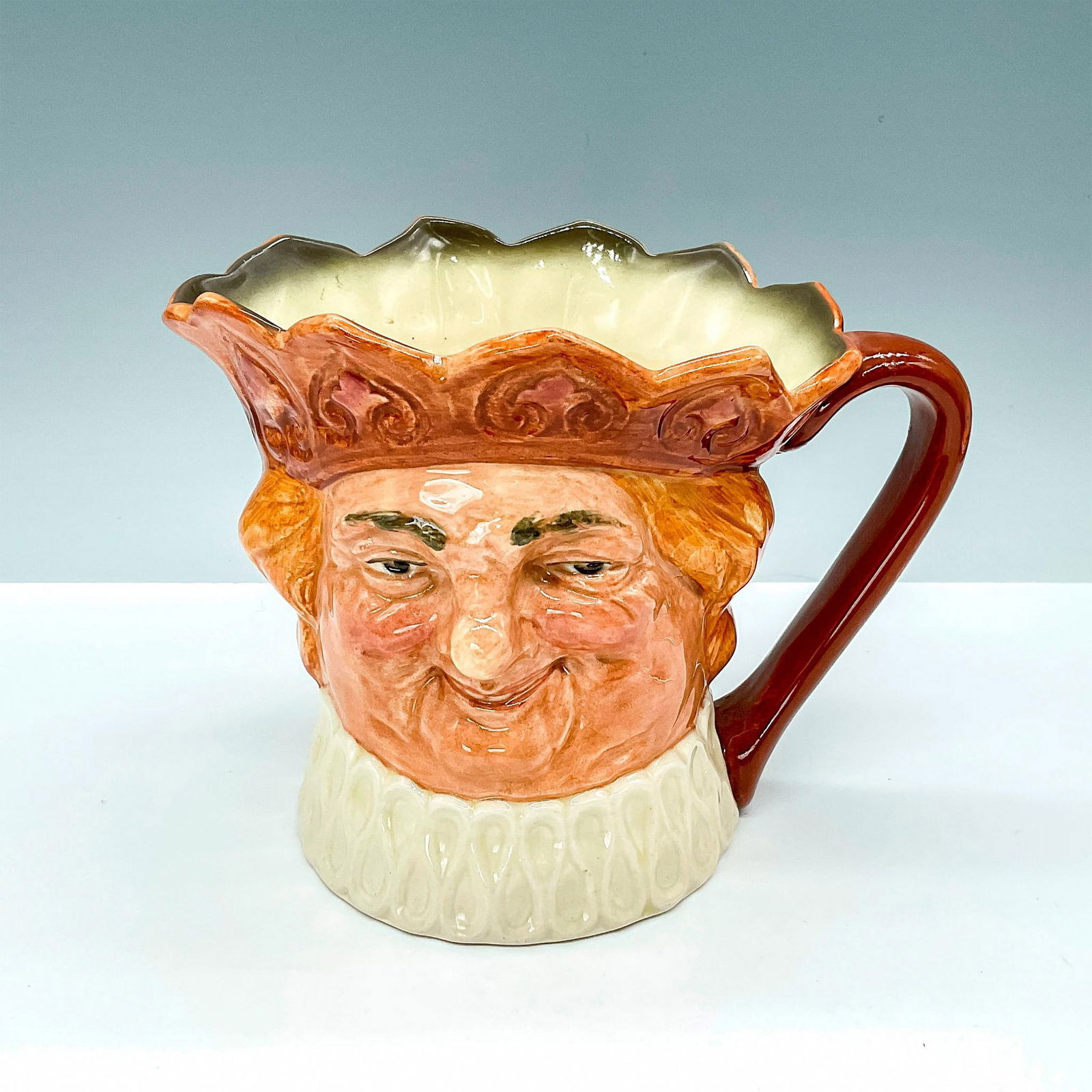Old King Cole D6036 - Large - Royal Doulton Character Jug: Variation Two. Brown crown. Royal Doulton backstamp. Artist: Harry Fenton Issued: 1939 - 1960 Dimensions: 5.75"H Manufacturer: Royal Doulton Country of Origin: England