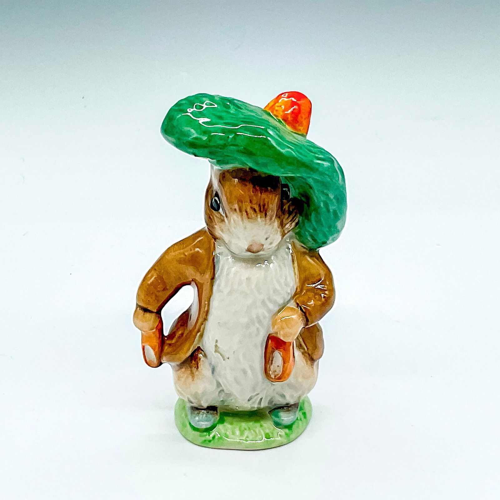 Beswick Beatrix Potter's Figurine, Benjamin Bunny: Hand painted in brown, cream and green. Beswick backstamp. Issued: 1948 Dimensions: 2.25"L x 2"W x 4"H Manufacturer: Beatrix Potter Country of Origin: England
