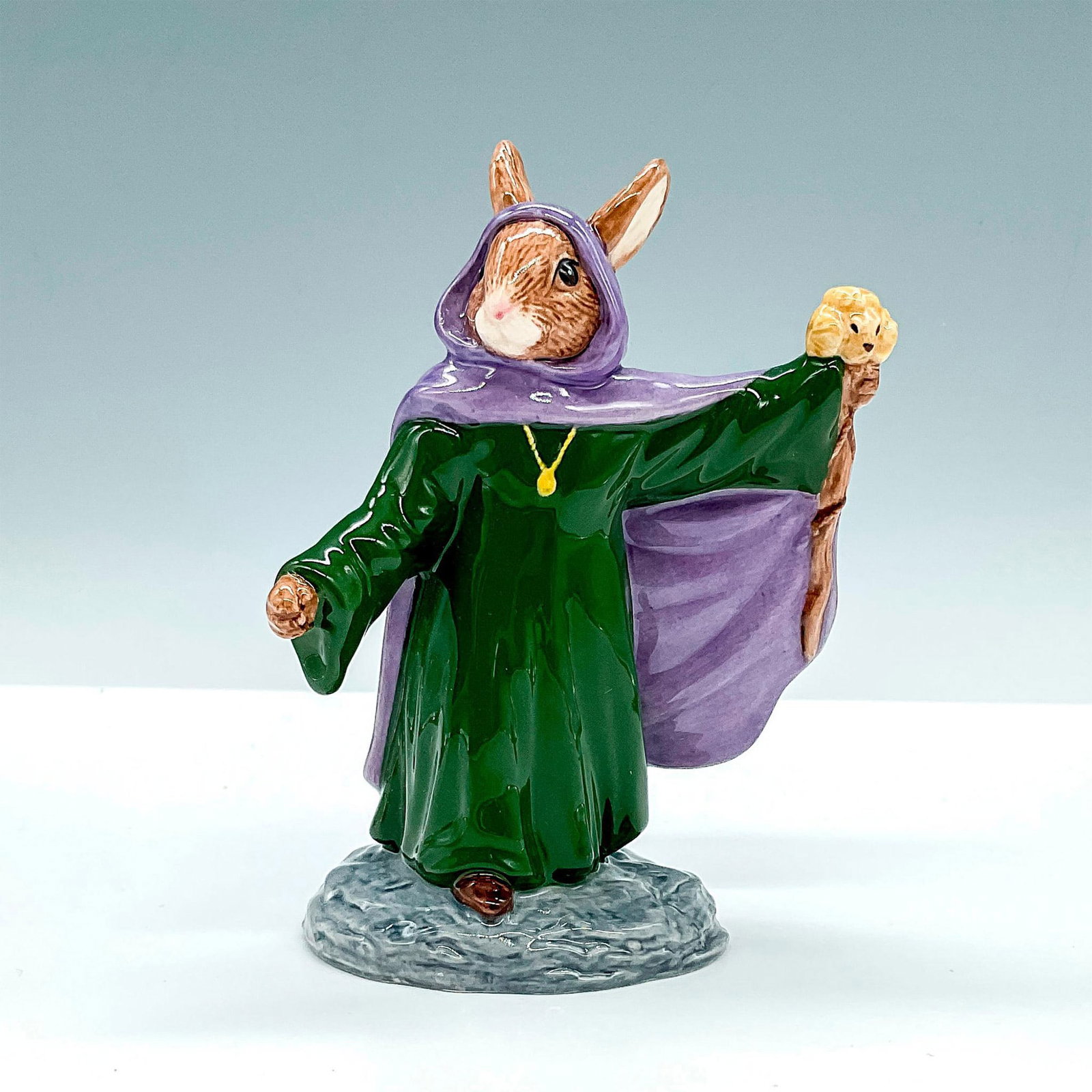 Merlin DB303 - Royal Doulton Bunnykins: Box and certificate of authenticity included. Box measures approximately 3.5"L x 4.25"W x 6"H. Artist: C. Dadd Issued: 2004 Dimensions: 4.75"H Manufacturer: Royal Doulton Country of Origin: Engla