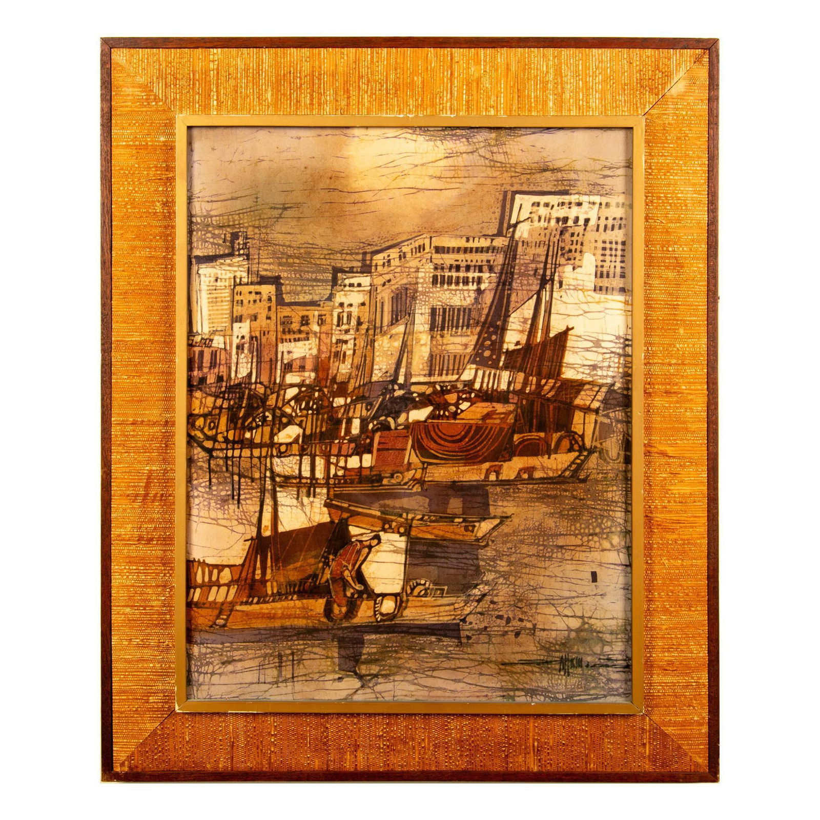 Vintage Mediterranean Harbor Scene on Synthetic Board (1 of 6)