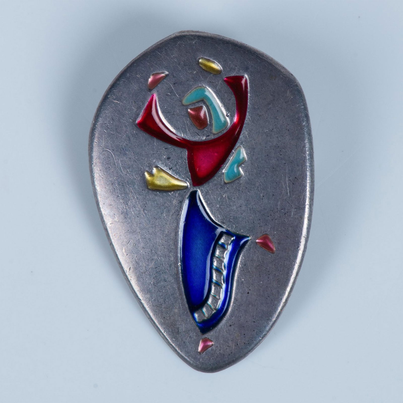Israeli Enameled Sterling Silver Dancer Woman Brooch Pendant (1 of 4)