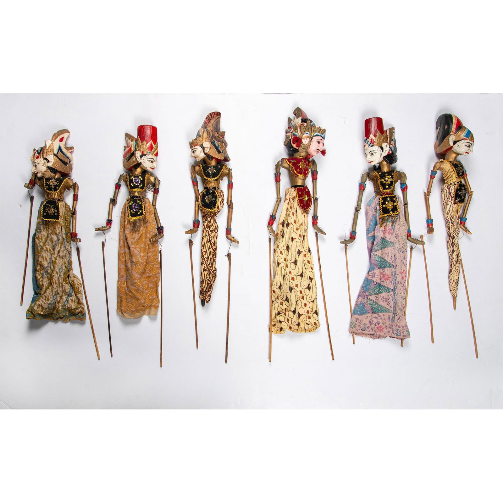 6pc Indonesian Wayang Golek Stick Puppets (1 of 6)