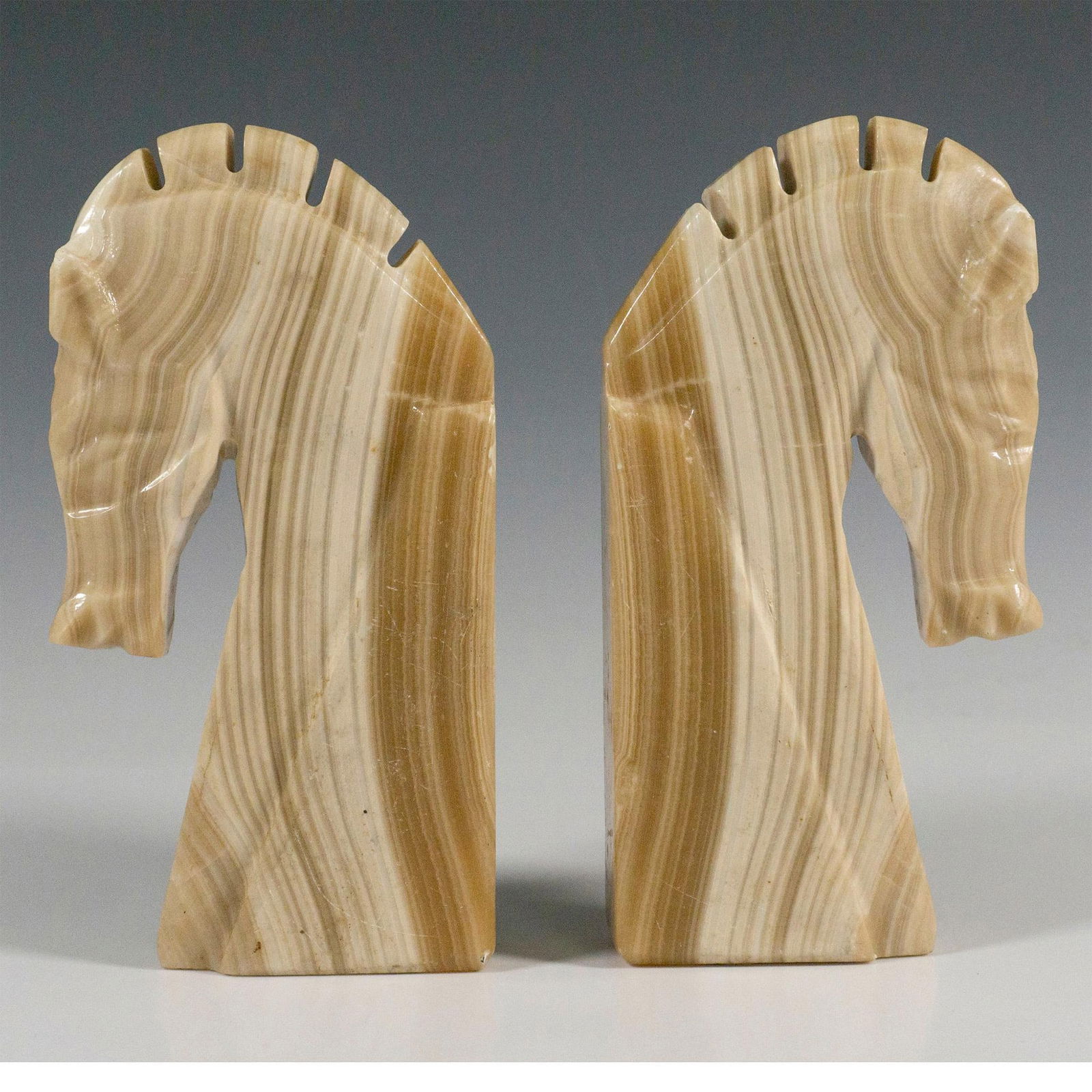 Pair of Vintage Stone Horse Head Bookends (1 of 6)