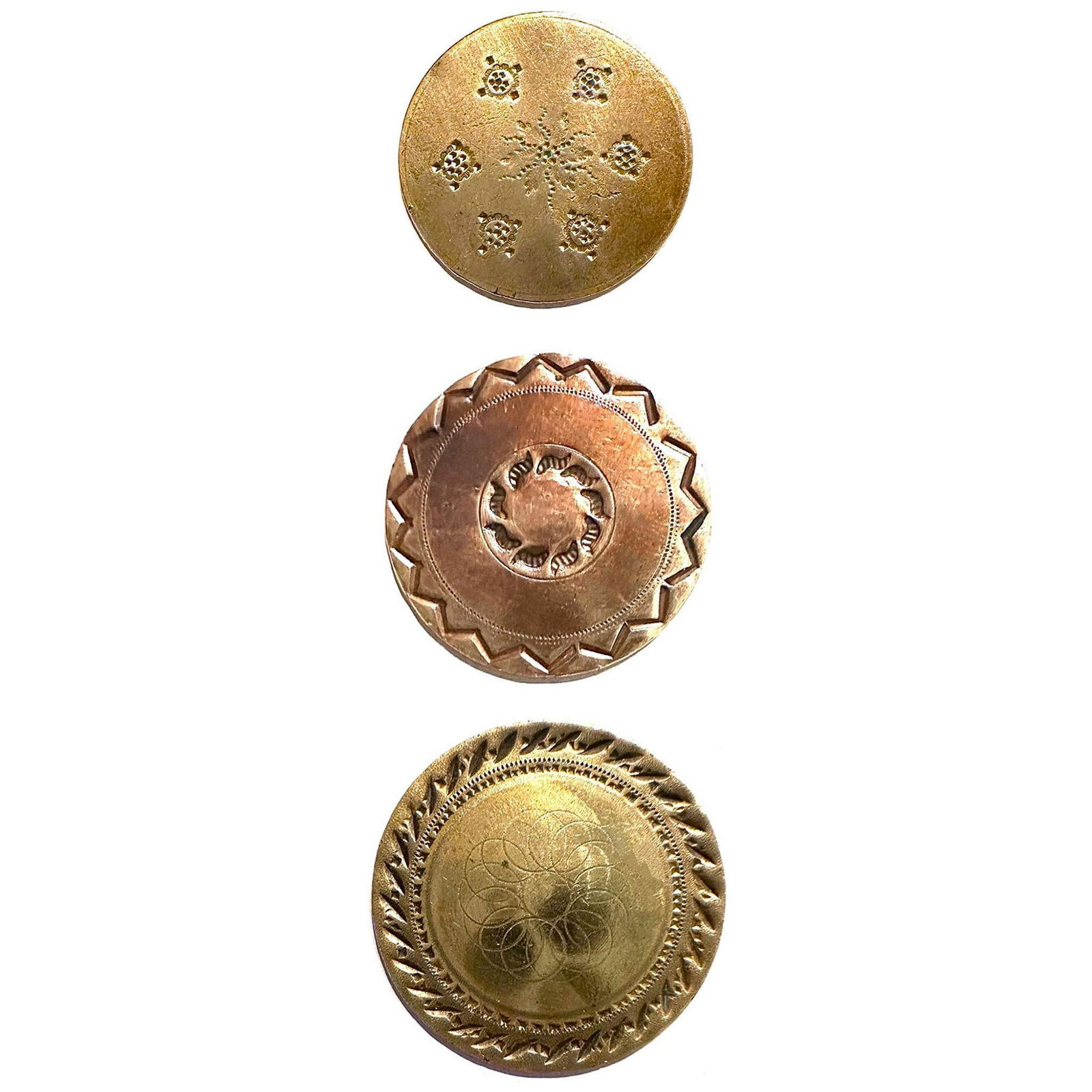 A small card of division one early copper buttons (1 of 5)
