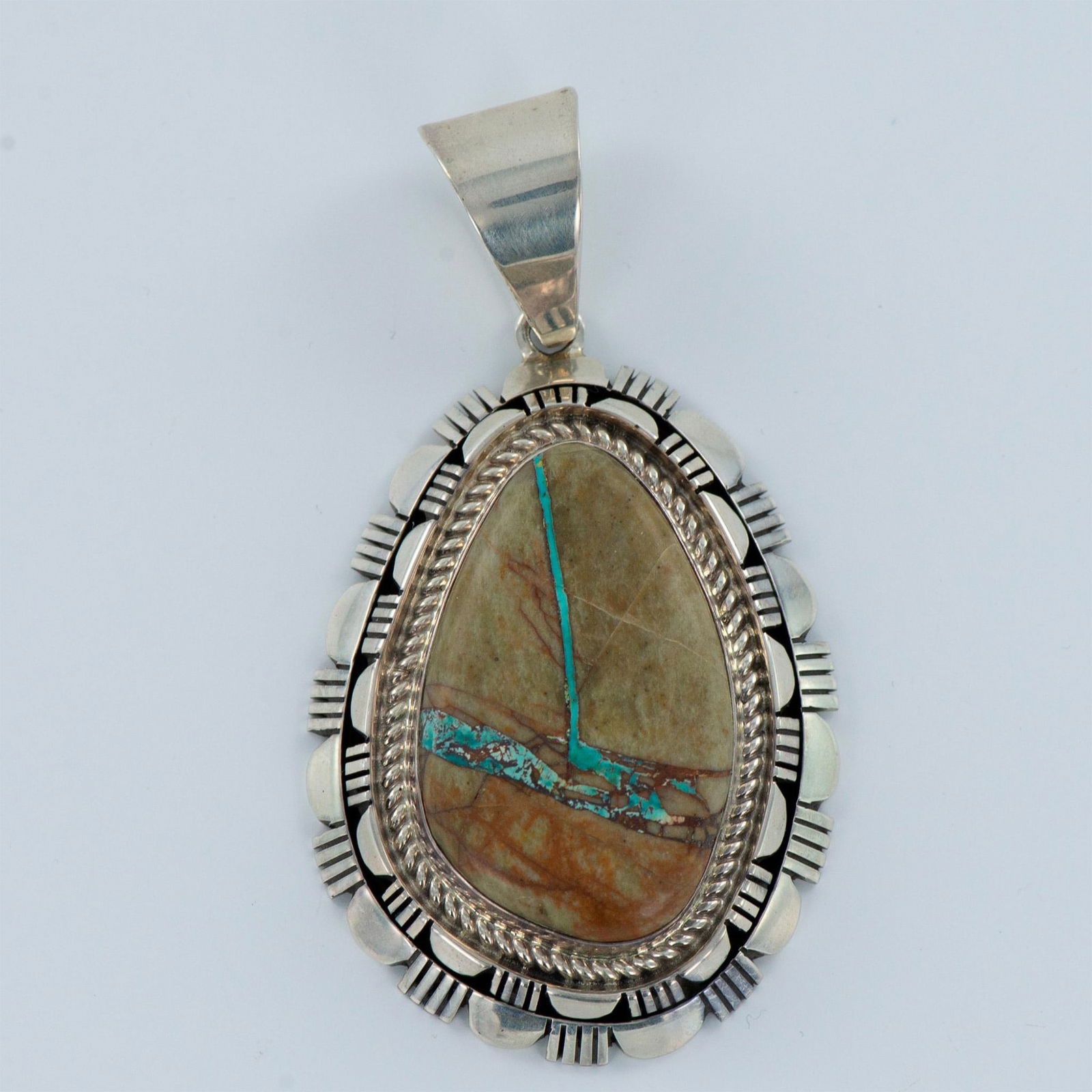 Richard Curley Navajo Turquoise and Sterling Silver Pendant (1 of 6)
