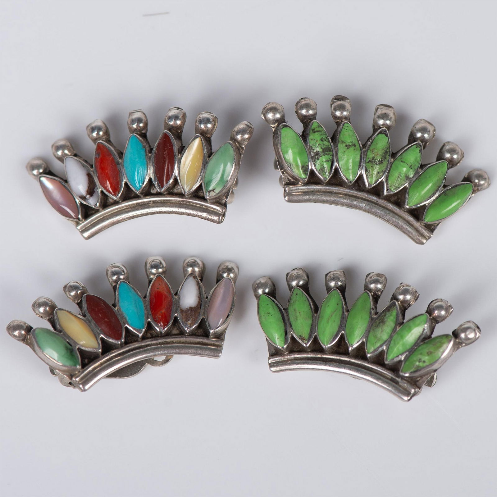 2 Pair of Sterling Silver and Multicolor Stone Earrings (1 of 2)