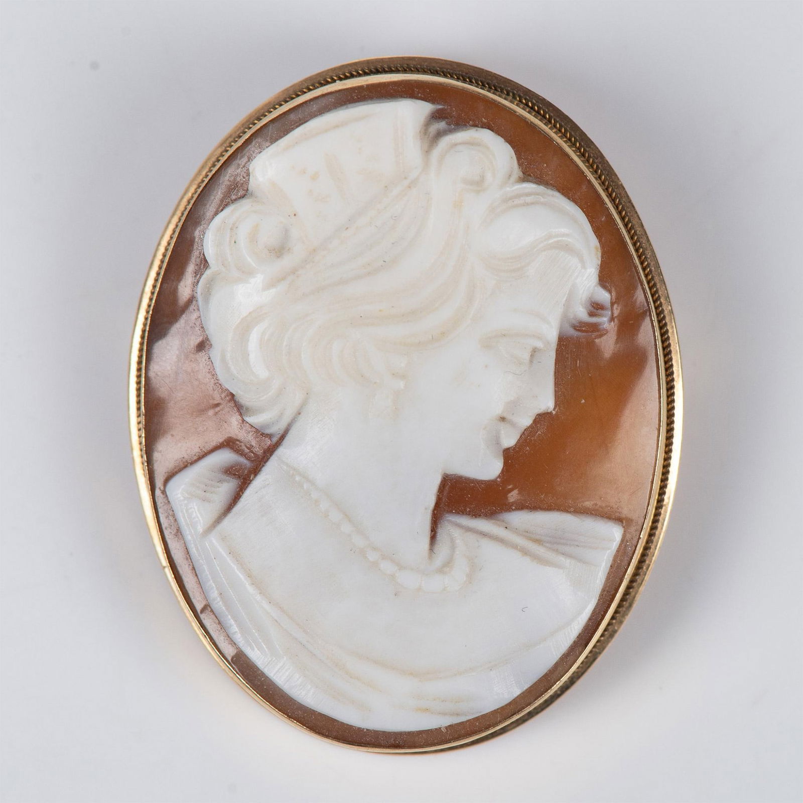 14k Gold Carved Shell Cameo Pendant-Brooch (1 of 3)
