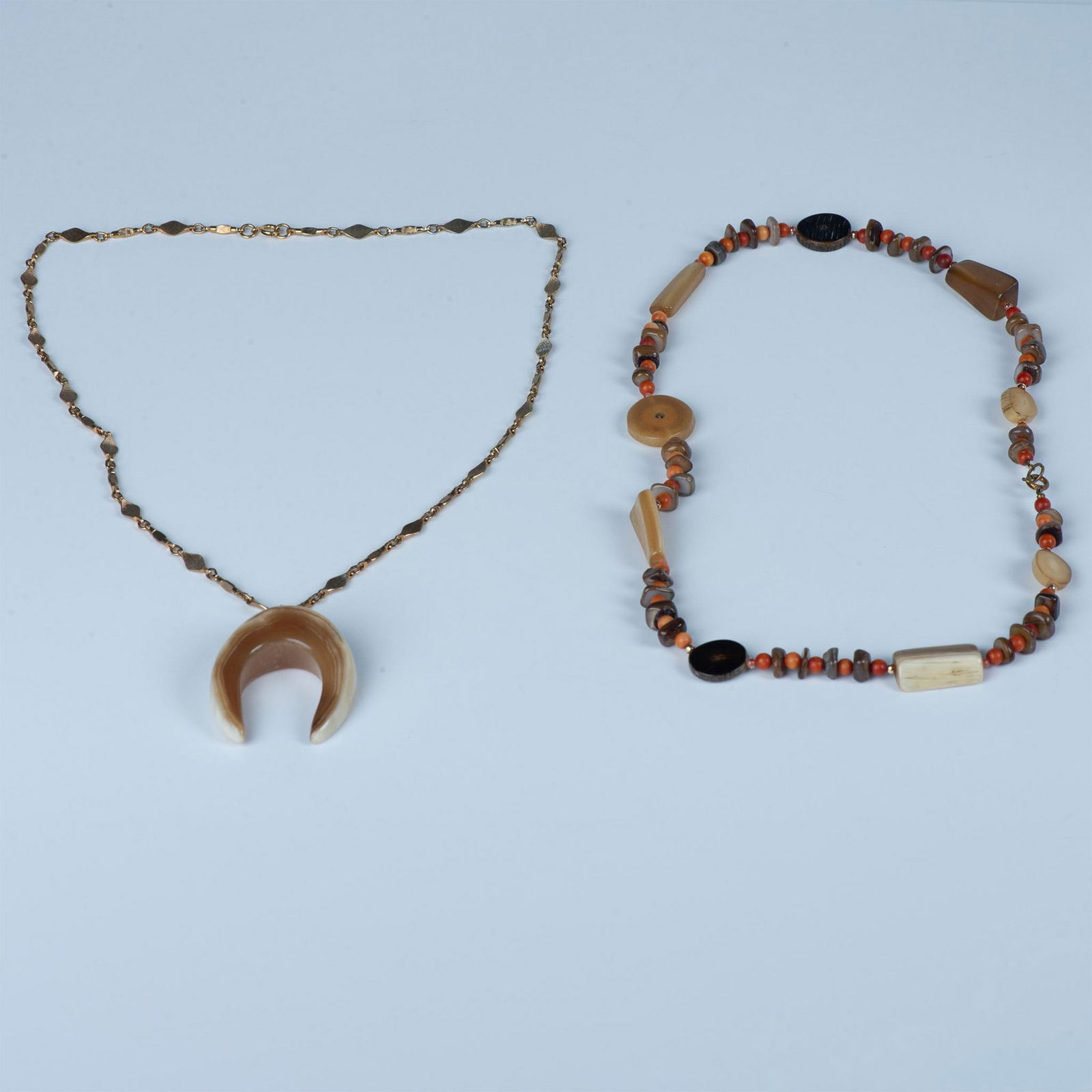 2pc Petrified Wood, Horn and Bead Necklaces (1 of 6)