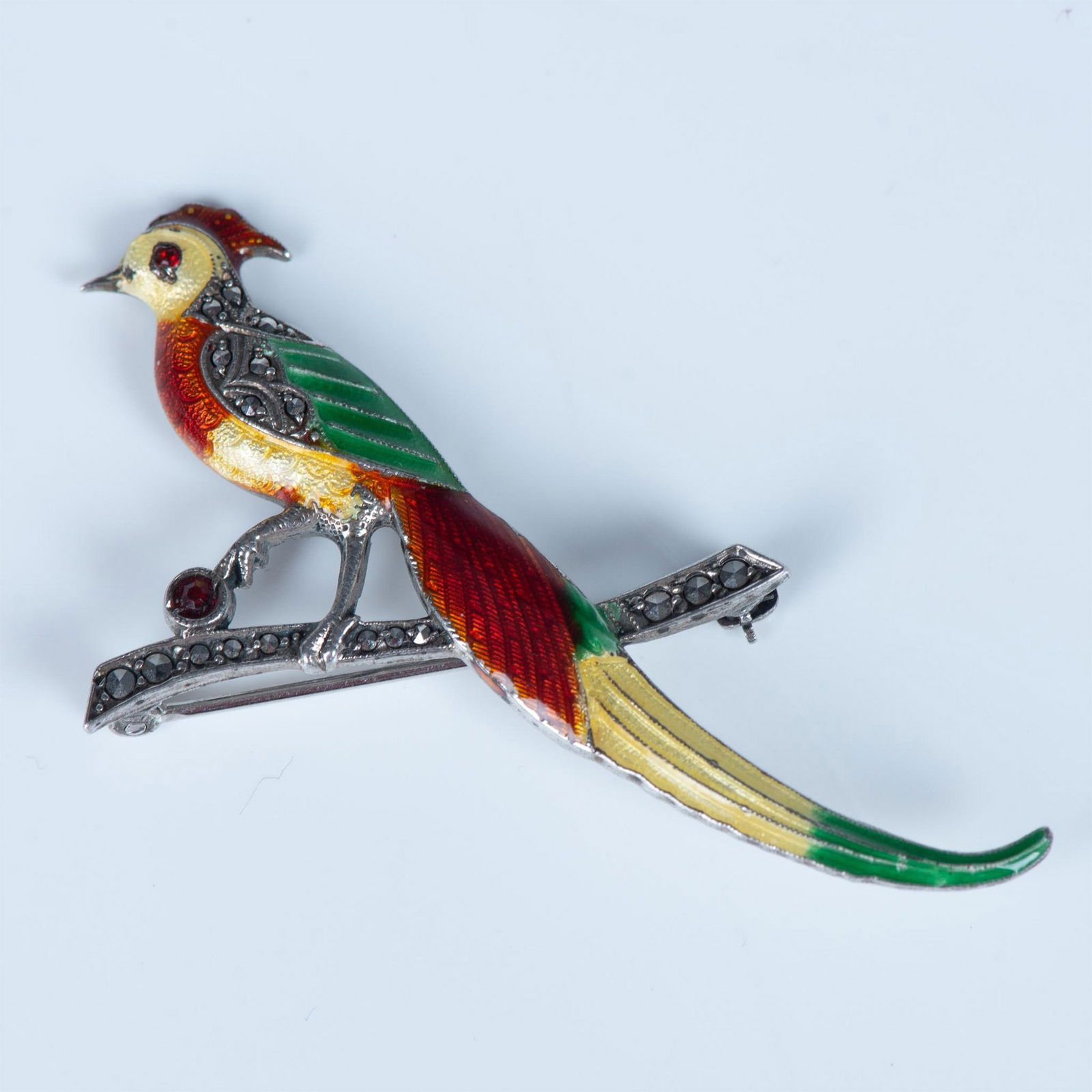 Sterling Silver and Enamel Bird Pin (1 of 4)