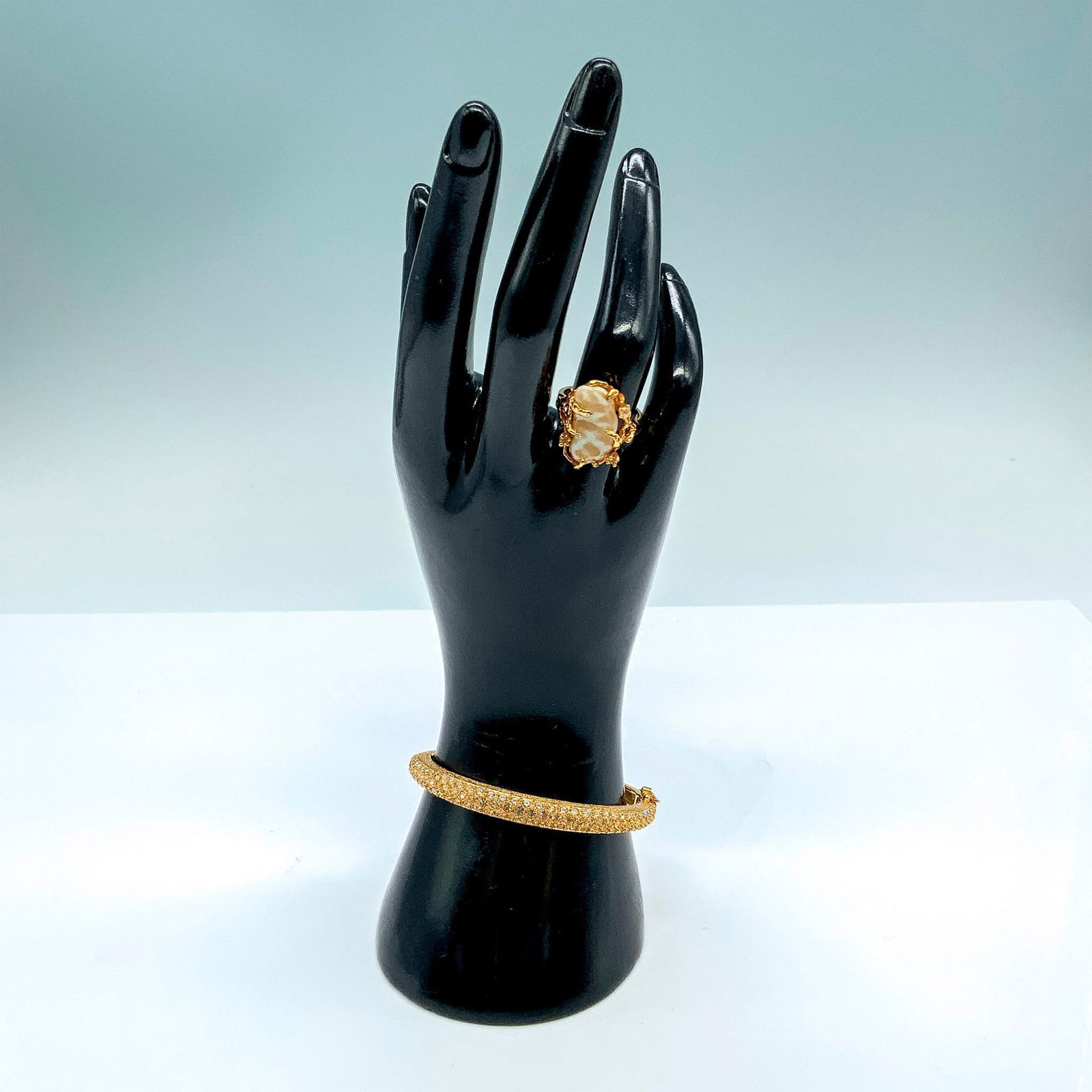 2pc Christian Dior Elegant Gold Plated Crystal Bracelet and Ring (1 of 2)