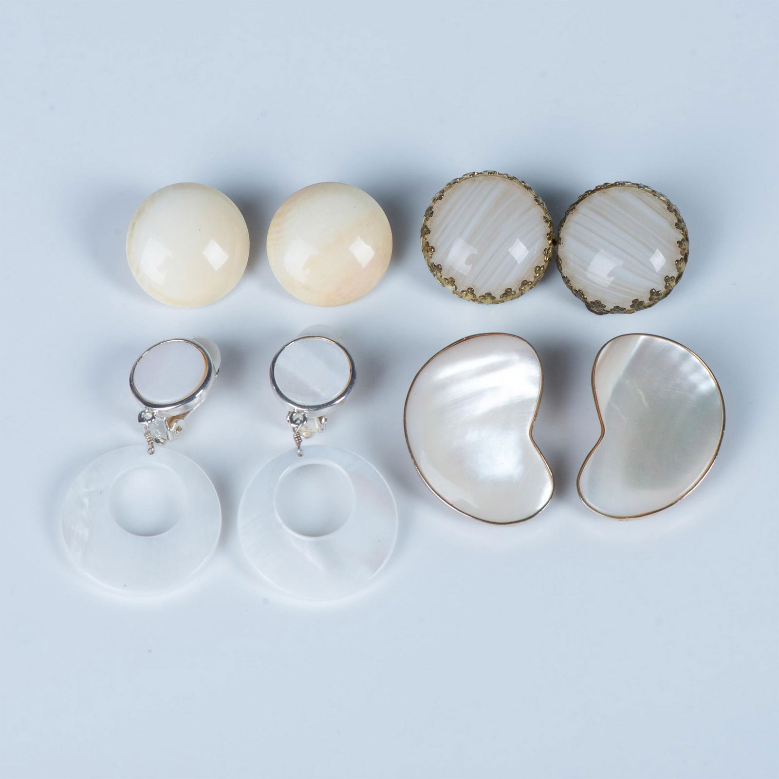 4 Pairs of Shell and Stone Clip Back Earrings (1 of 6)