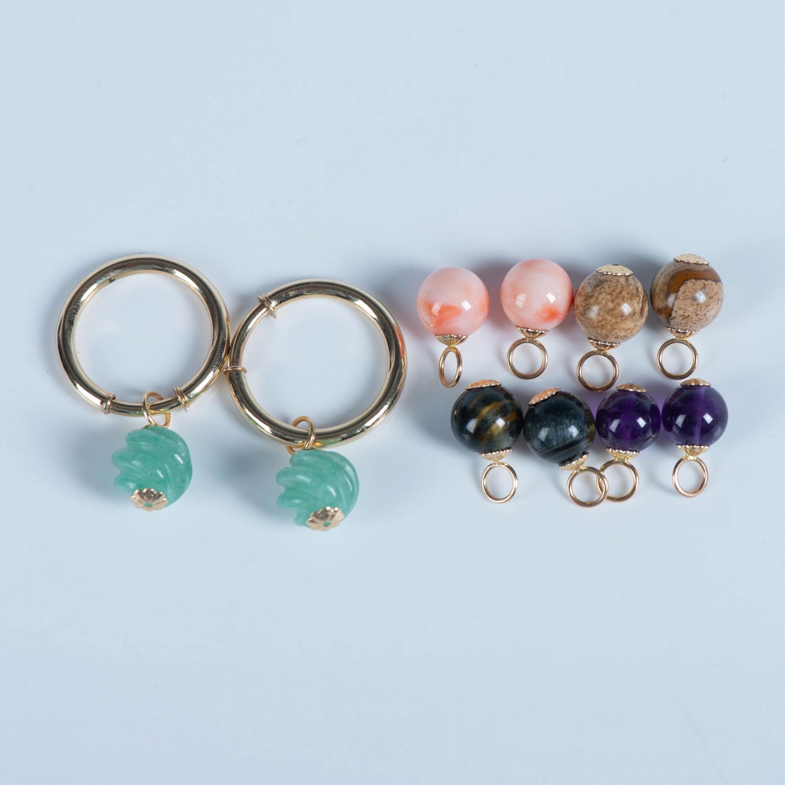 12pc Gold Hoop Earrings and Gemstone Charms (1 of 6)