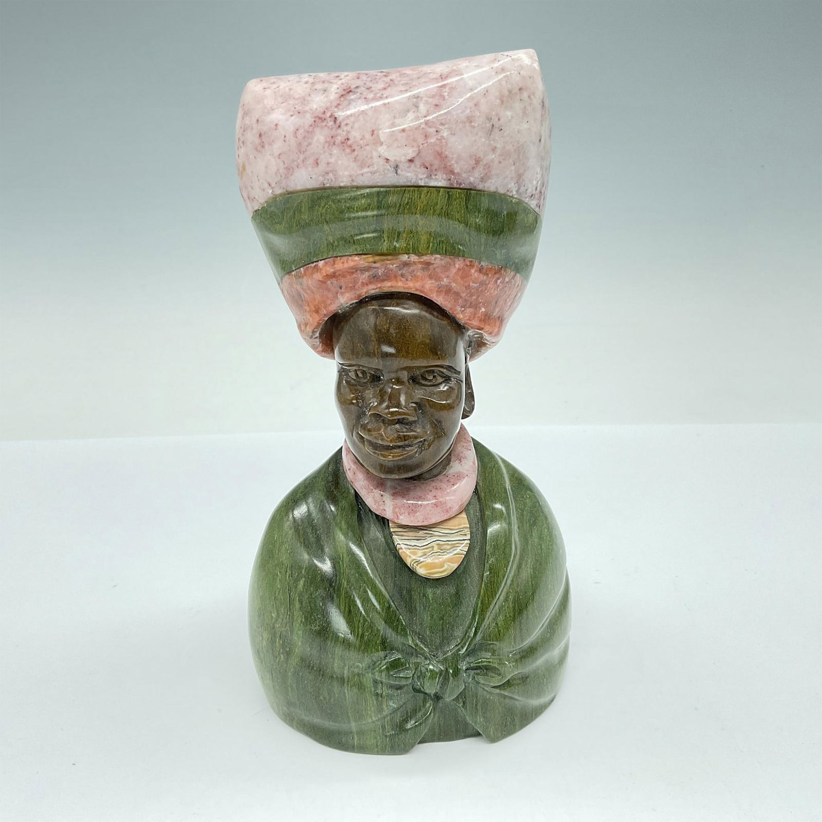 Handcrafted South African Tribal Bust in Carved Stone (1 of 4)