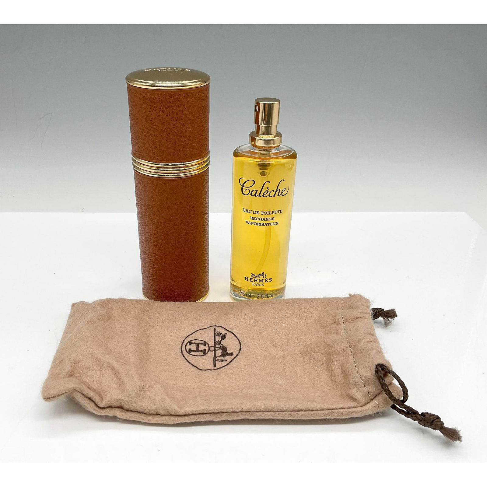 Vintage Hermes Galeche Perfume + Refillable Leather Bottle (1 of 3)