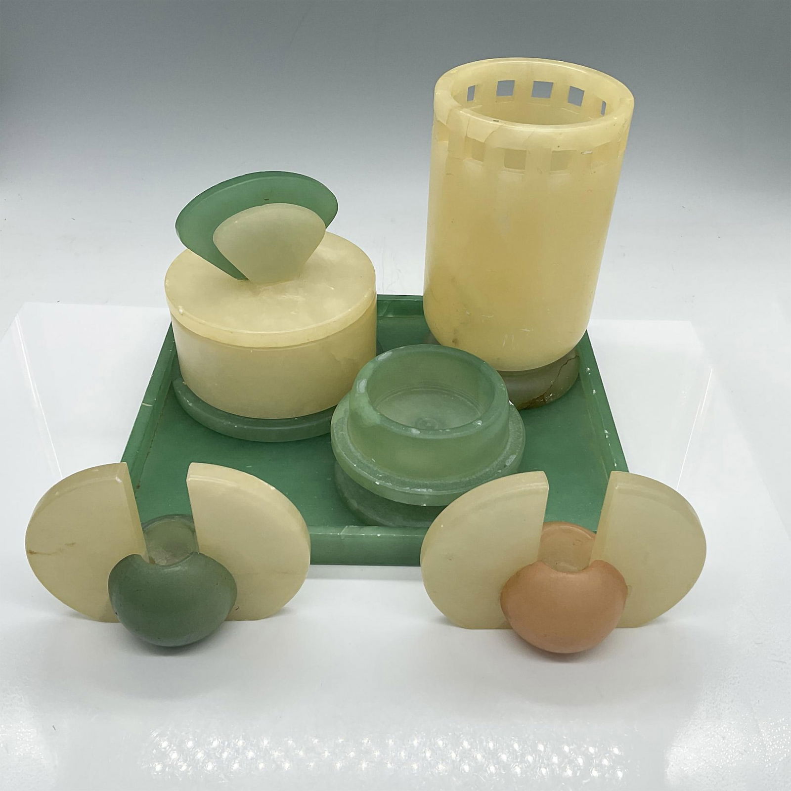6pcs Alabaster Vanity Set and Candle Holders (1 of 6)