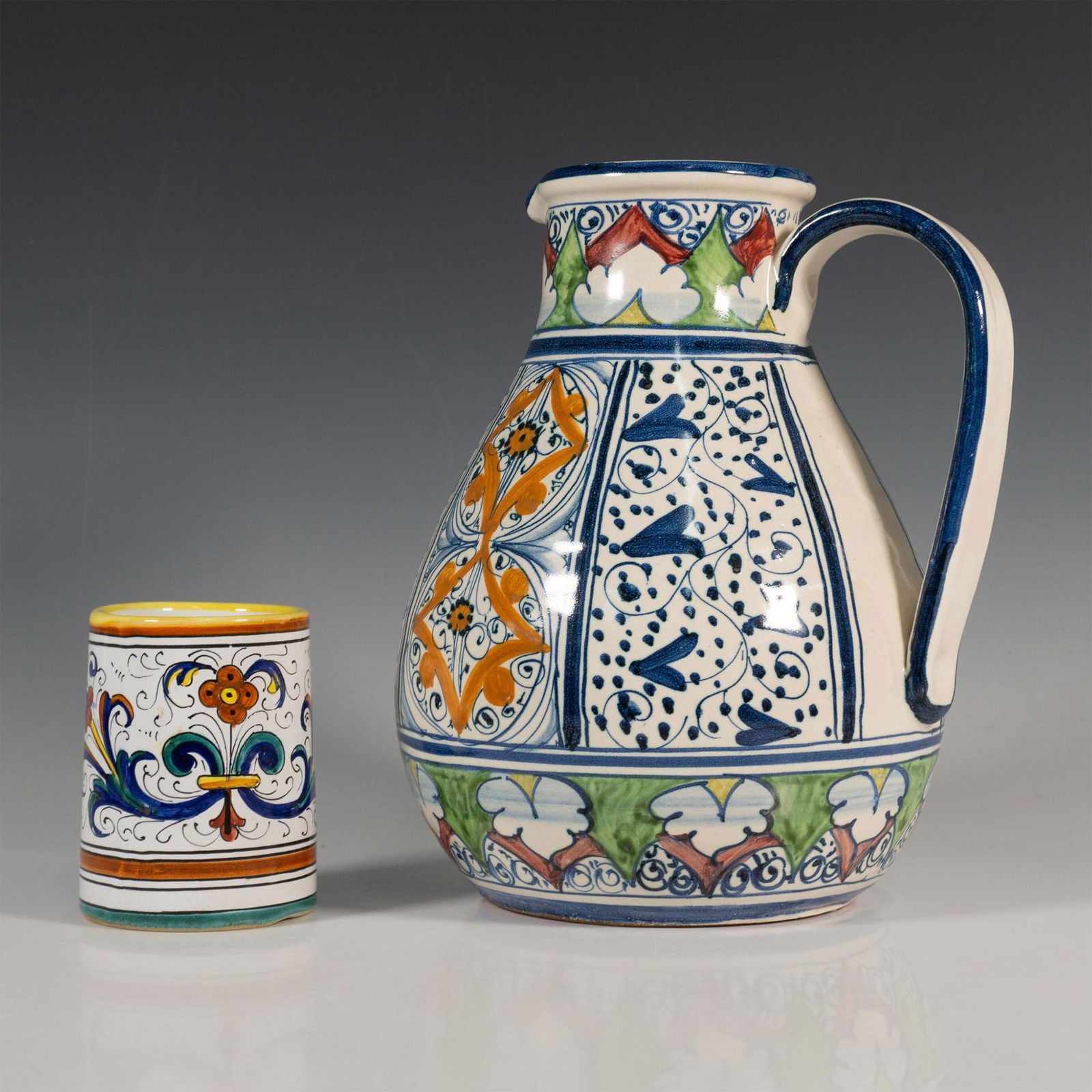 Original Hand-Painted Ceramic Carafe & S. Gimignano Tumbler (1 of 5)