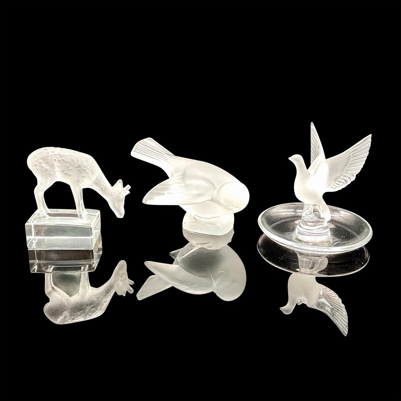 3pc Lalique Crystal Animal Figurines (1 of 4)