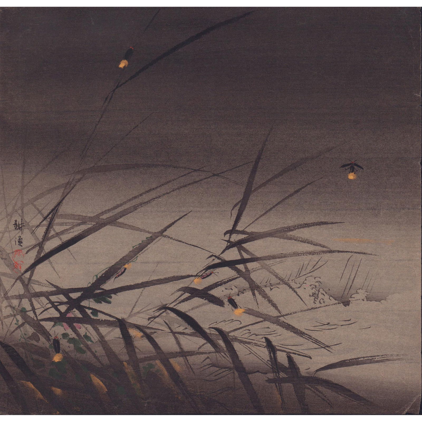Tsukioka (Japanese, 1869-1927) Woodblock Print, Fireflies (1 of 1)