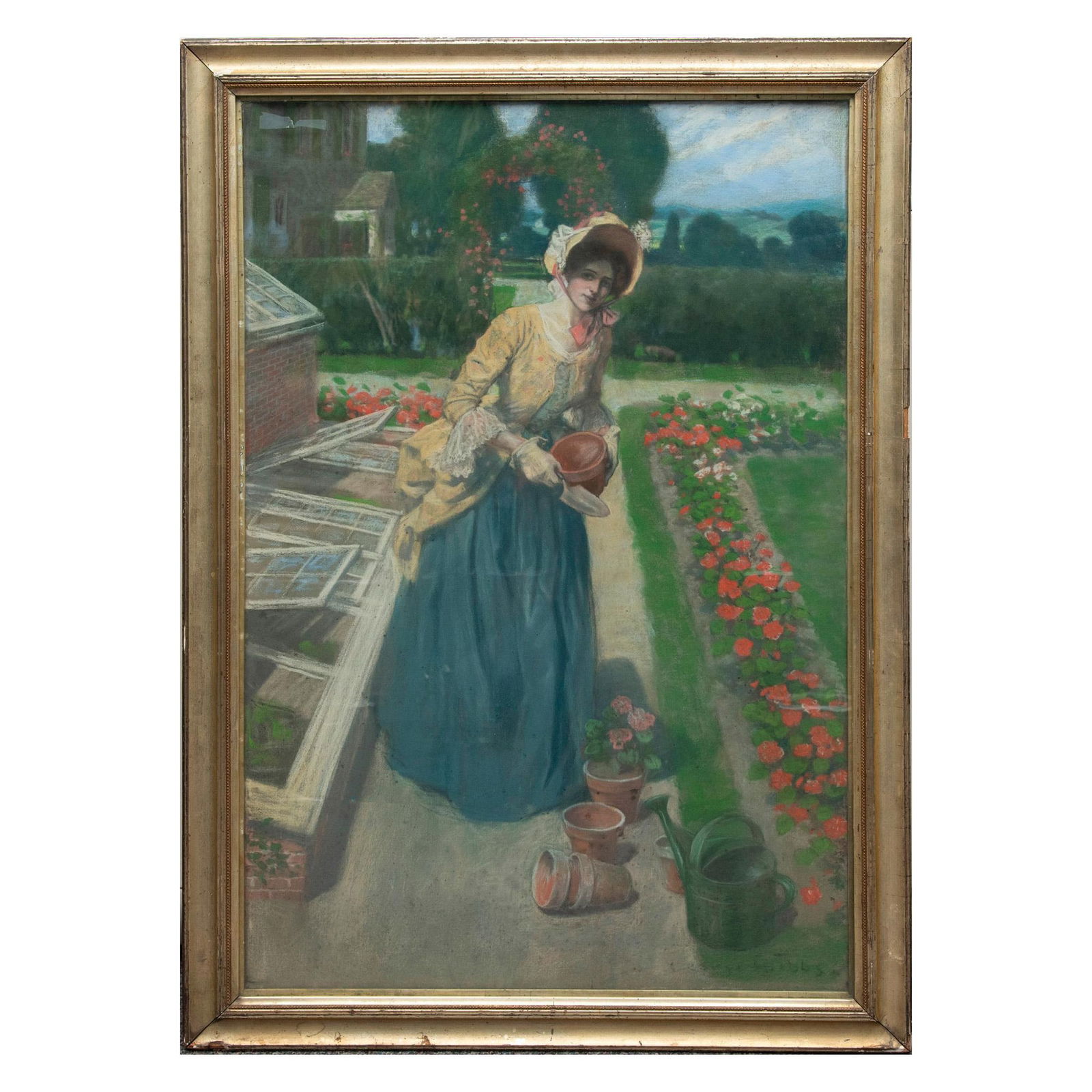 George Gibbs, Large Antique Original Pastel on Paper, Signed (1 of 8)