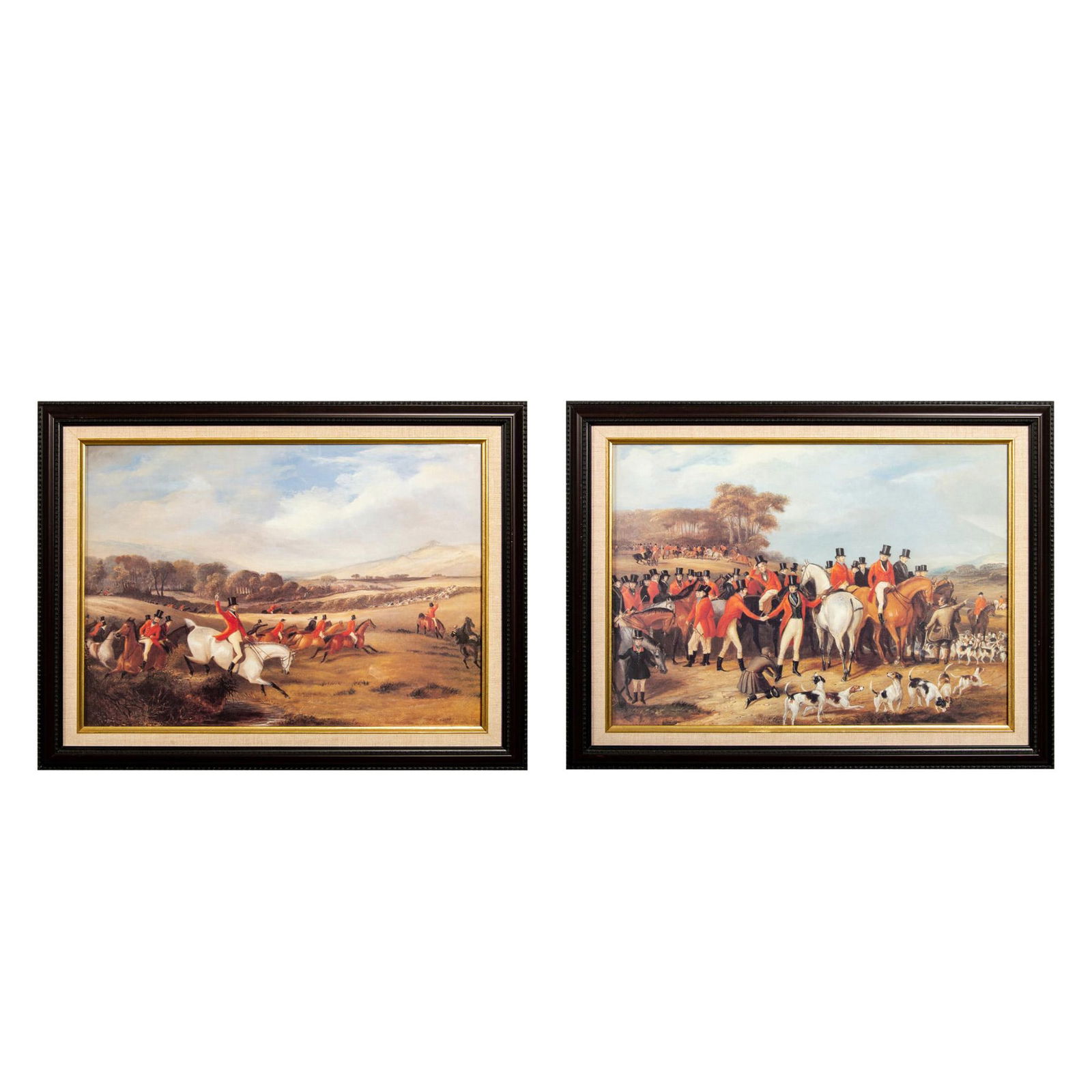 2pc Framed Equestrian Stag Hunting Prints (1 of 9)
