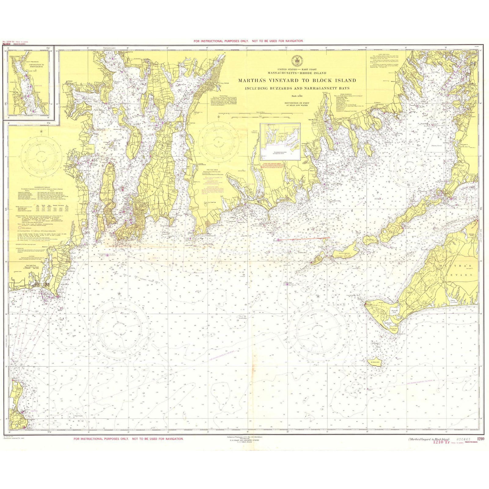 USC&GS Map, Martha's Vineyard to Block Island, Massachusetts (1 of 2)