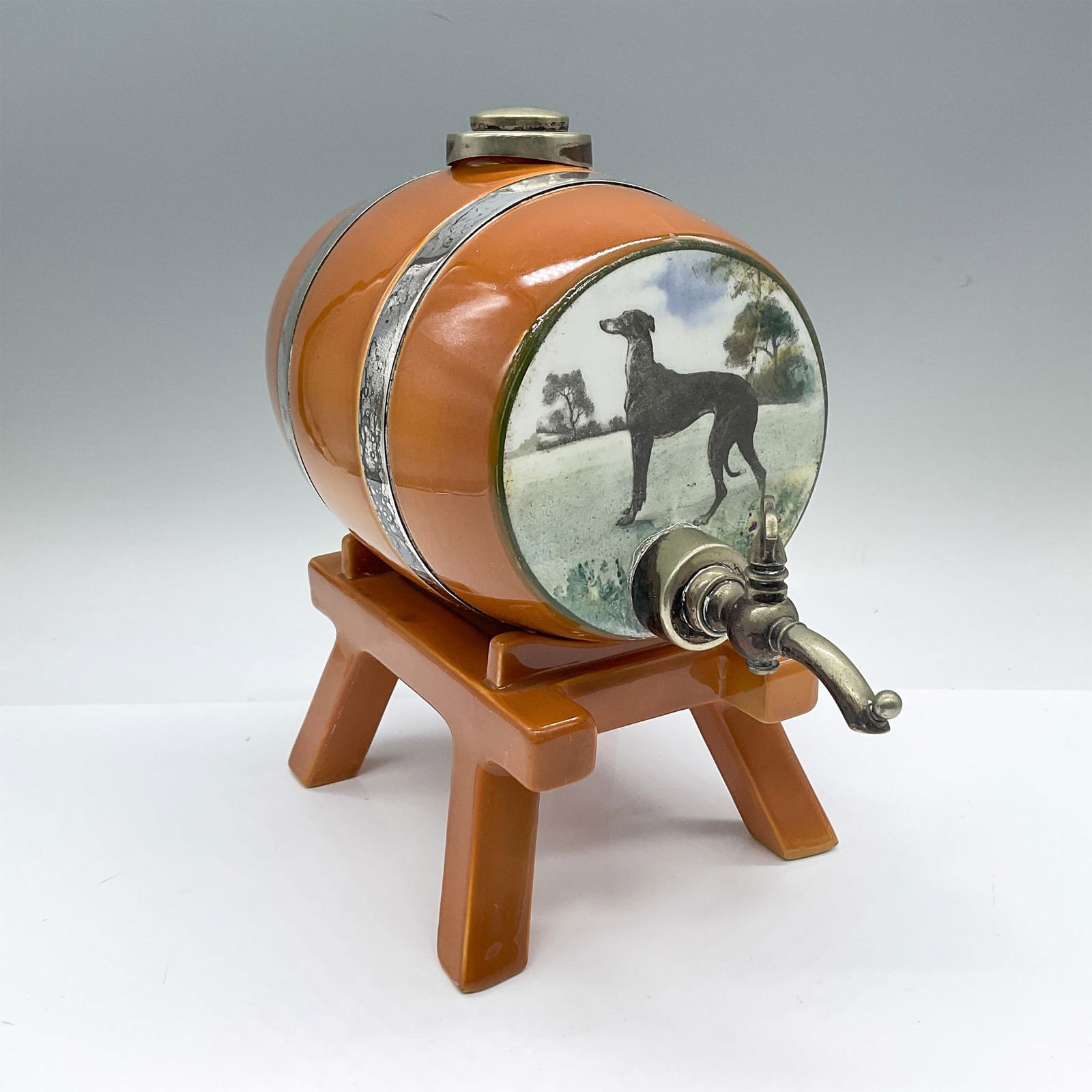 Royal Doulton Silver Plated Decanter Barrel, Greyhound (1 of 4)