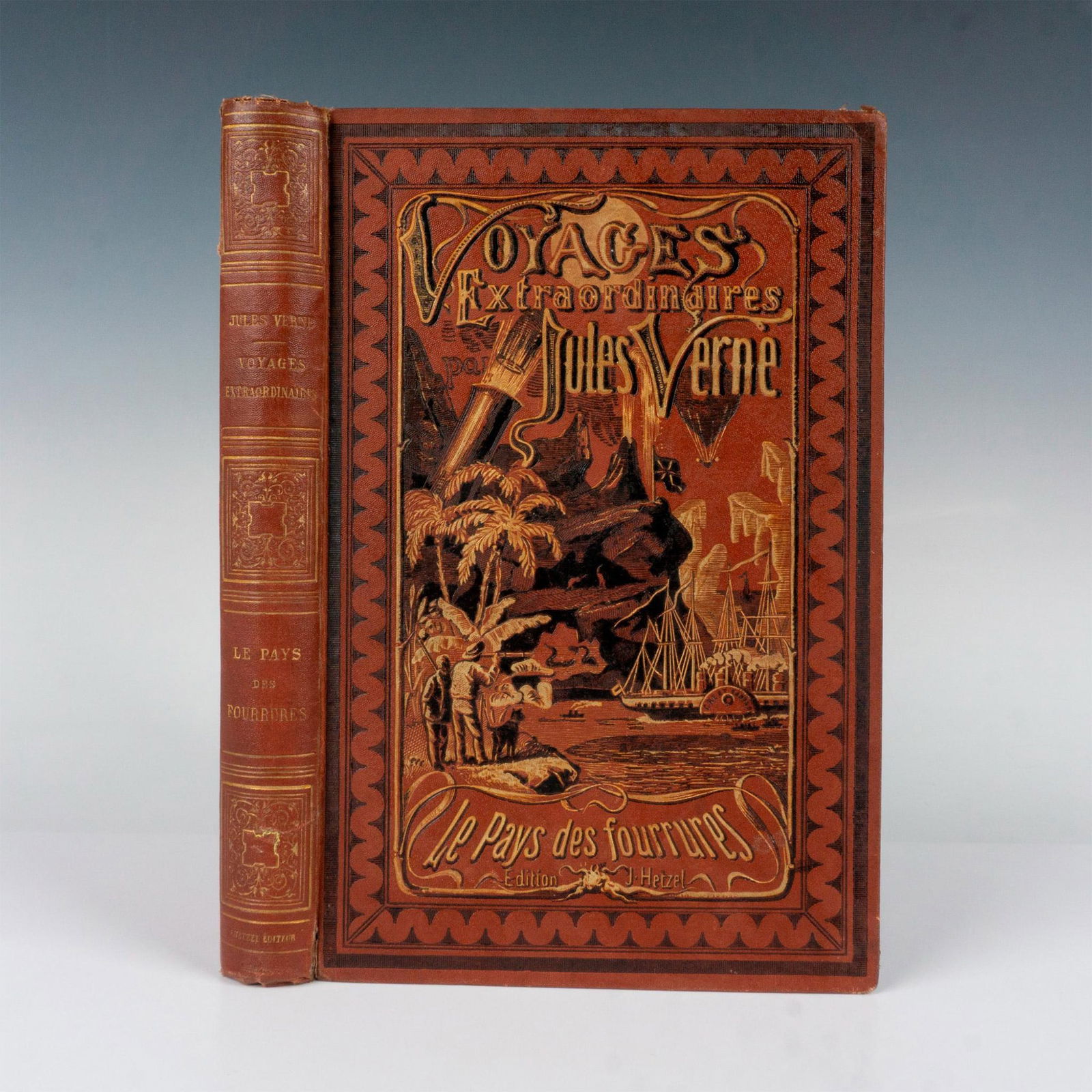 Jules Verne, Le Pays des Fourrures, A L'Obus, Brown Cover (1 of 3)