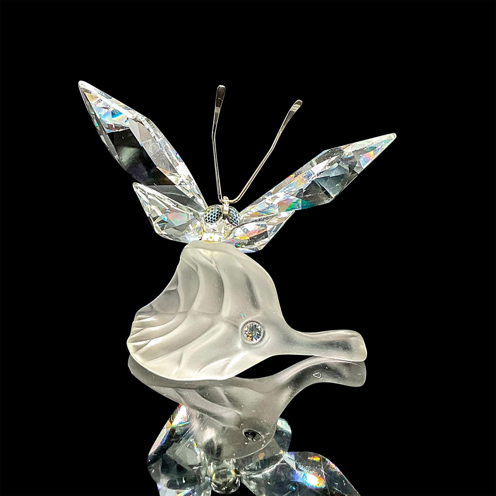 Swarovski Silver Crystal Figurine, Butterfly on Leaf (1 of 4)