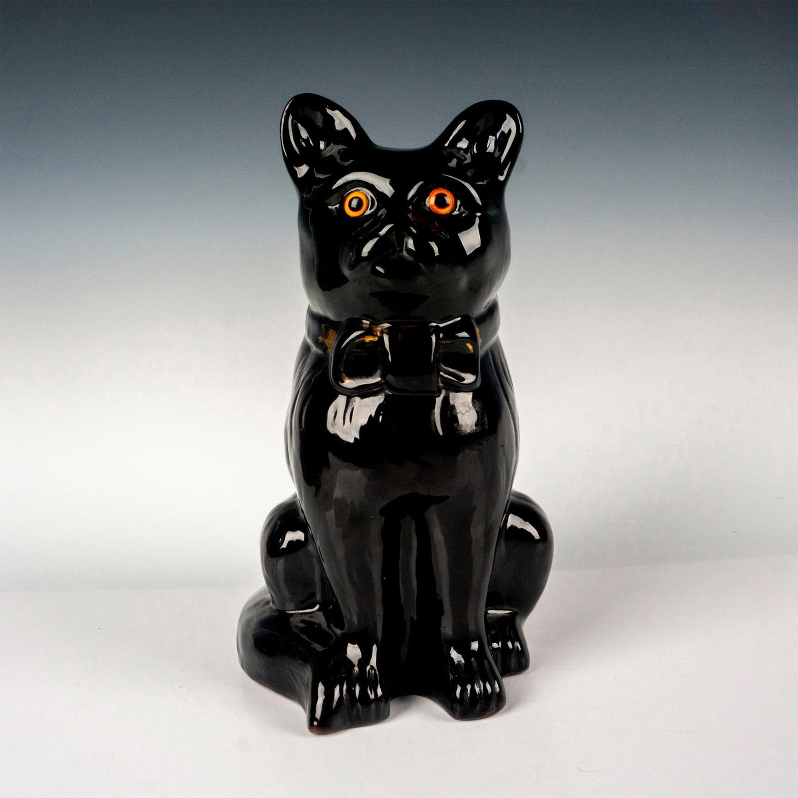 Jackfield or Barge Ware Pottery Figurine, Seated Cat (1 of 3)