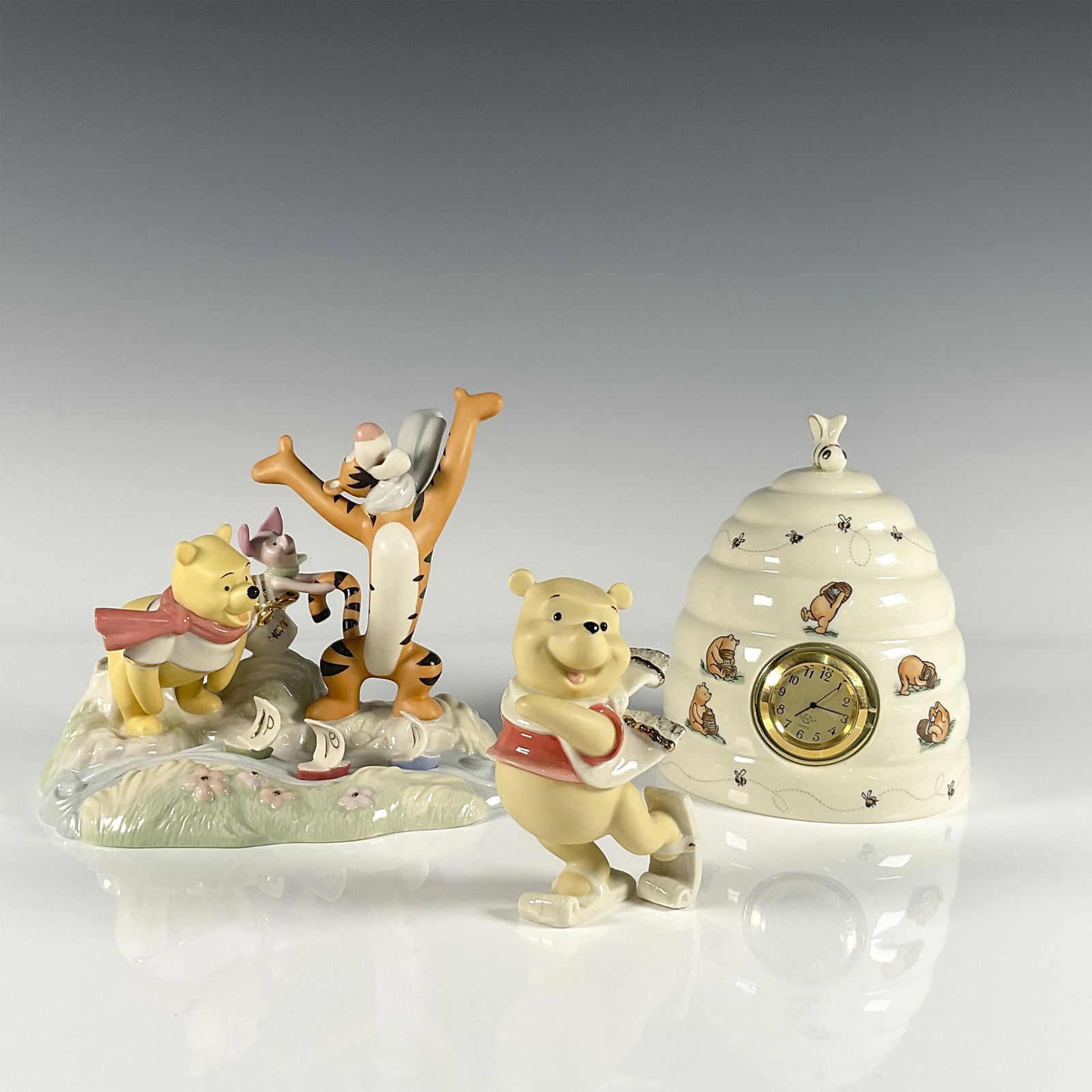 3pc Lenox Winnie the Pooh Figurines and Table Clock (1 of 3)