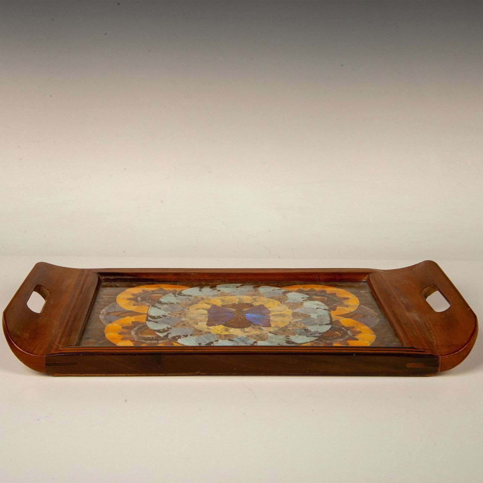 Butterfly Wing Art Inlaid Wood Tray (1 of 3)