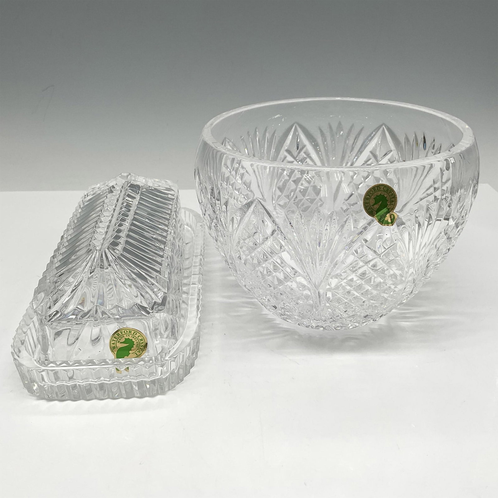 2pc Waterford Crystal Fruit Bowl and Covered Butter Dish (1 of 2)