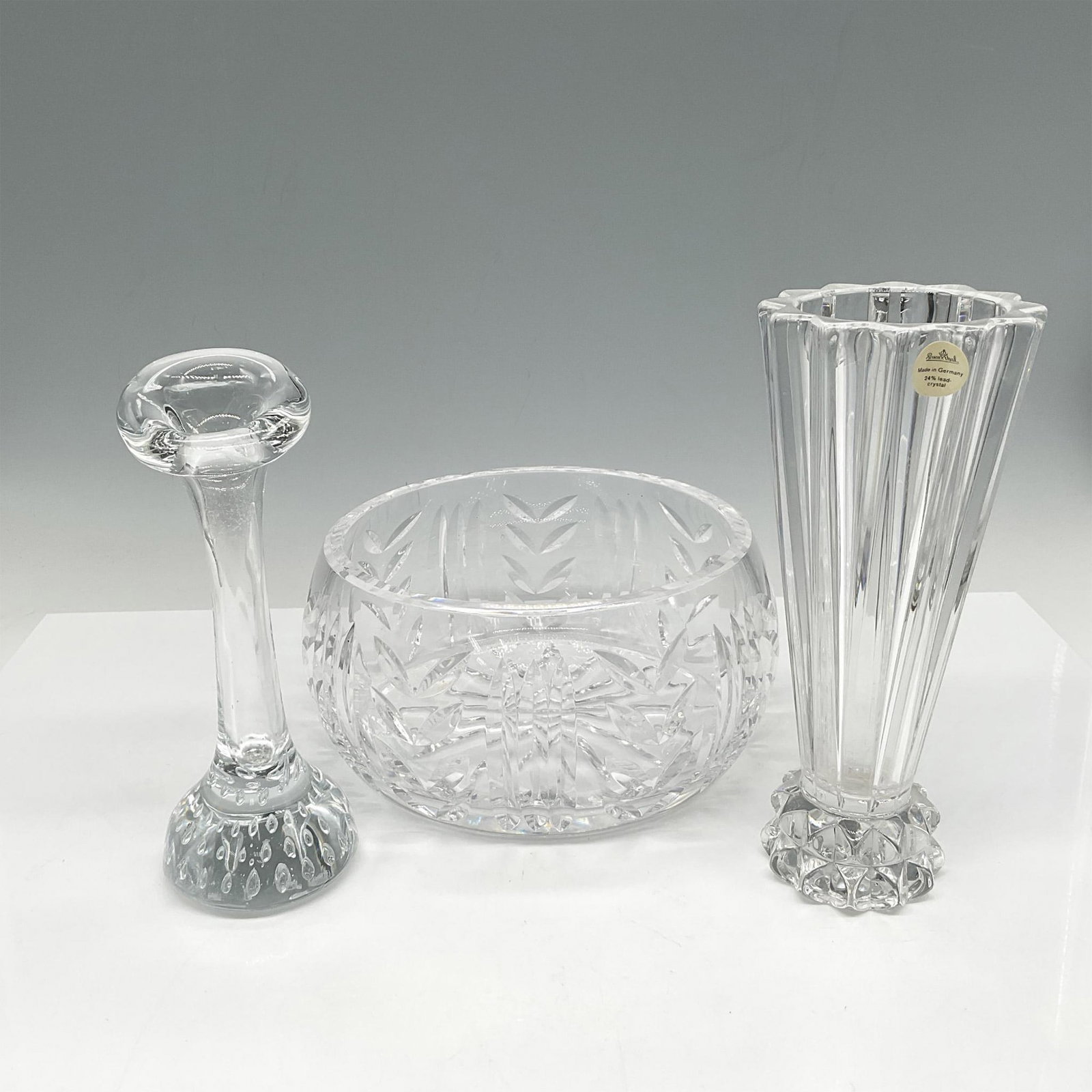 3pc Rosenthal & Pairpoint Vase + Centerpiece Crystal Bowl (1 of 3)