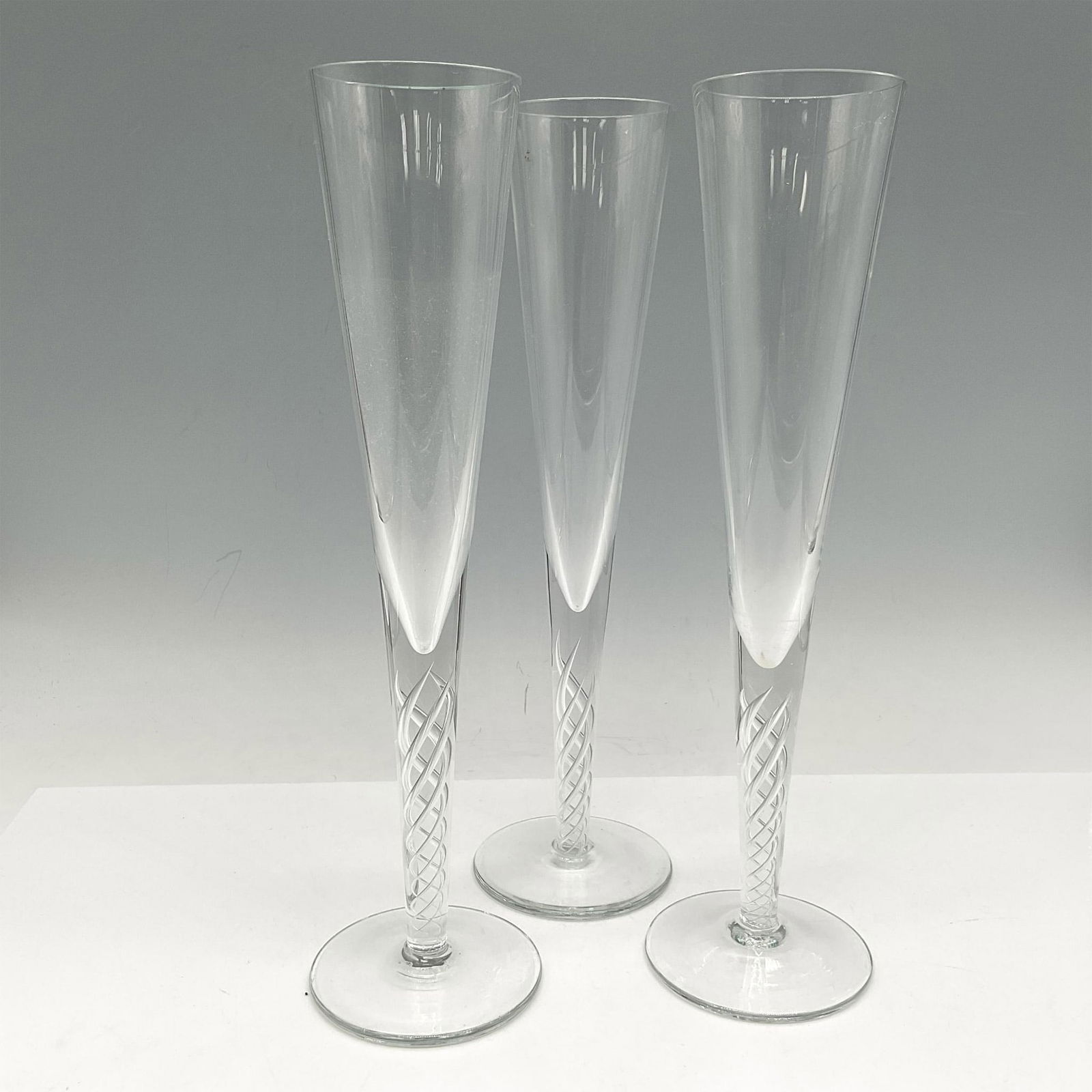 3pc Poland Hand Blown Champagne Flutes (1 of 3)