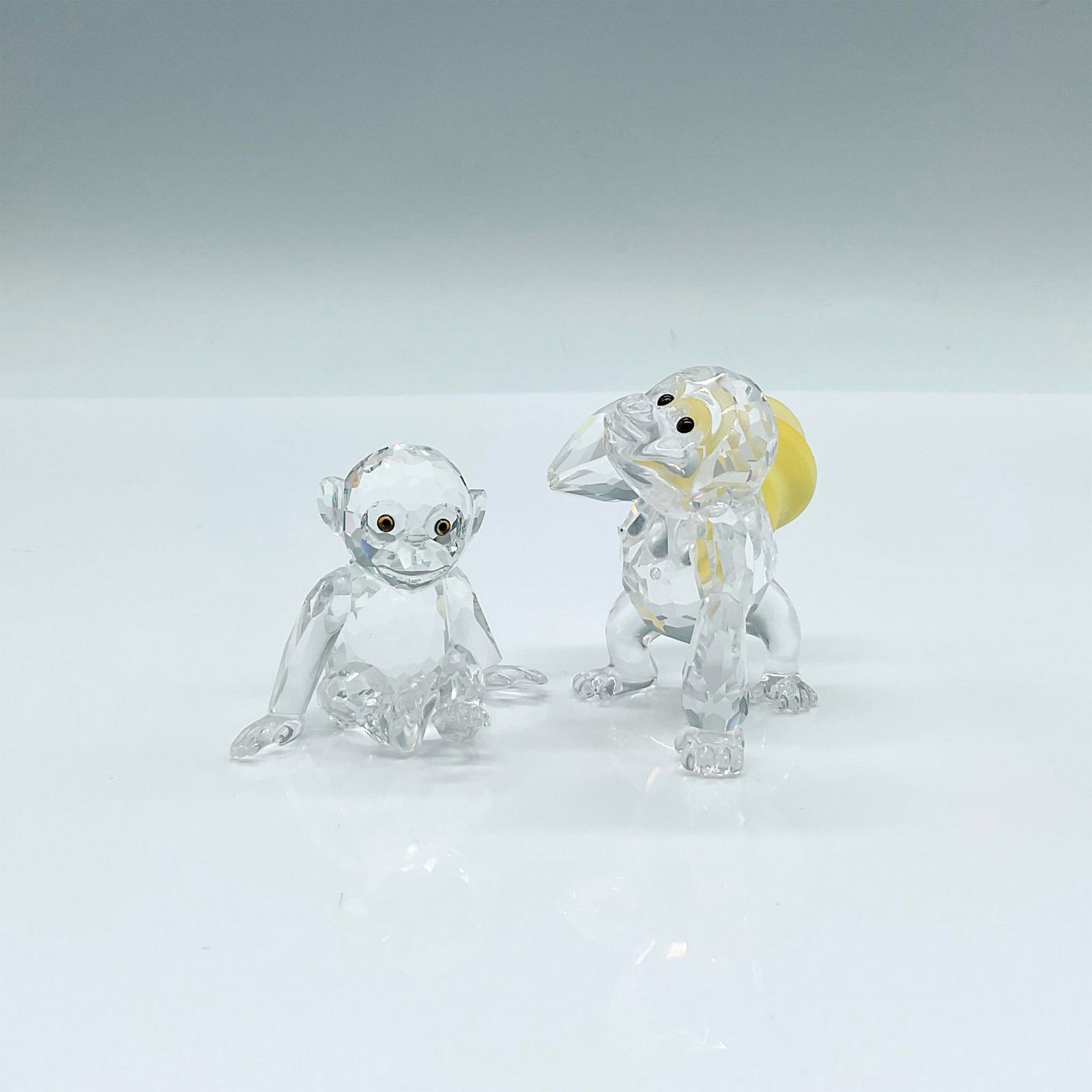 2pc Swarovski Crystal Figurines, Chimpanzee & Gorilla Young (1 of 3)