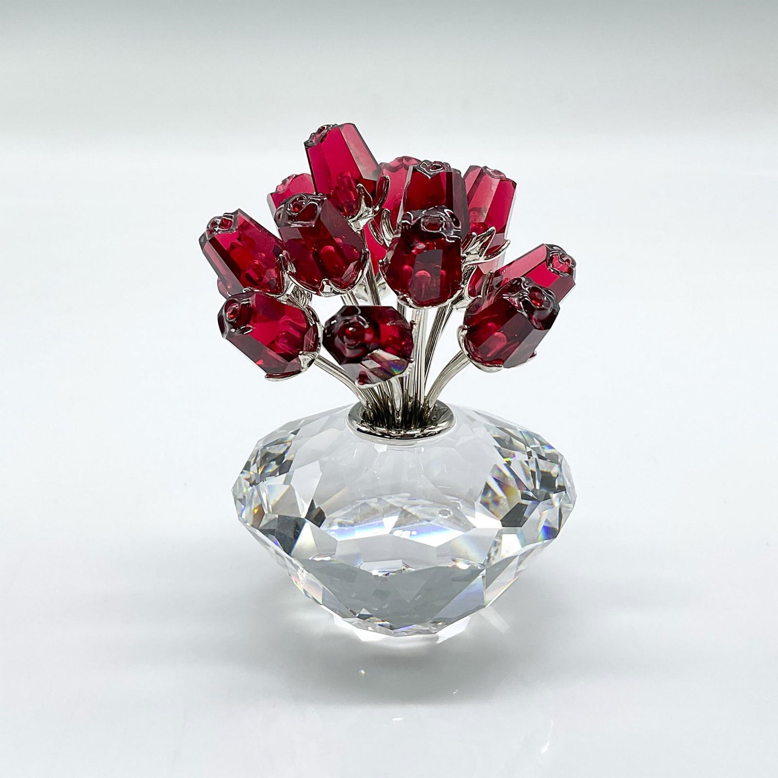 Swarovski Crystal Figurine, Red Roses, Rhodium Stems (1 of 4)