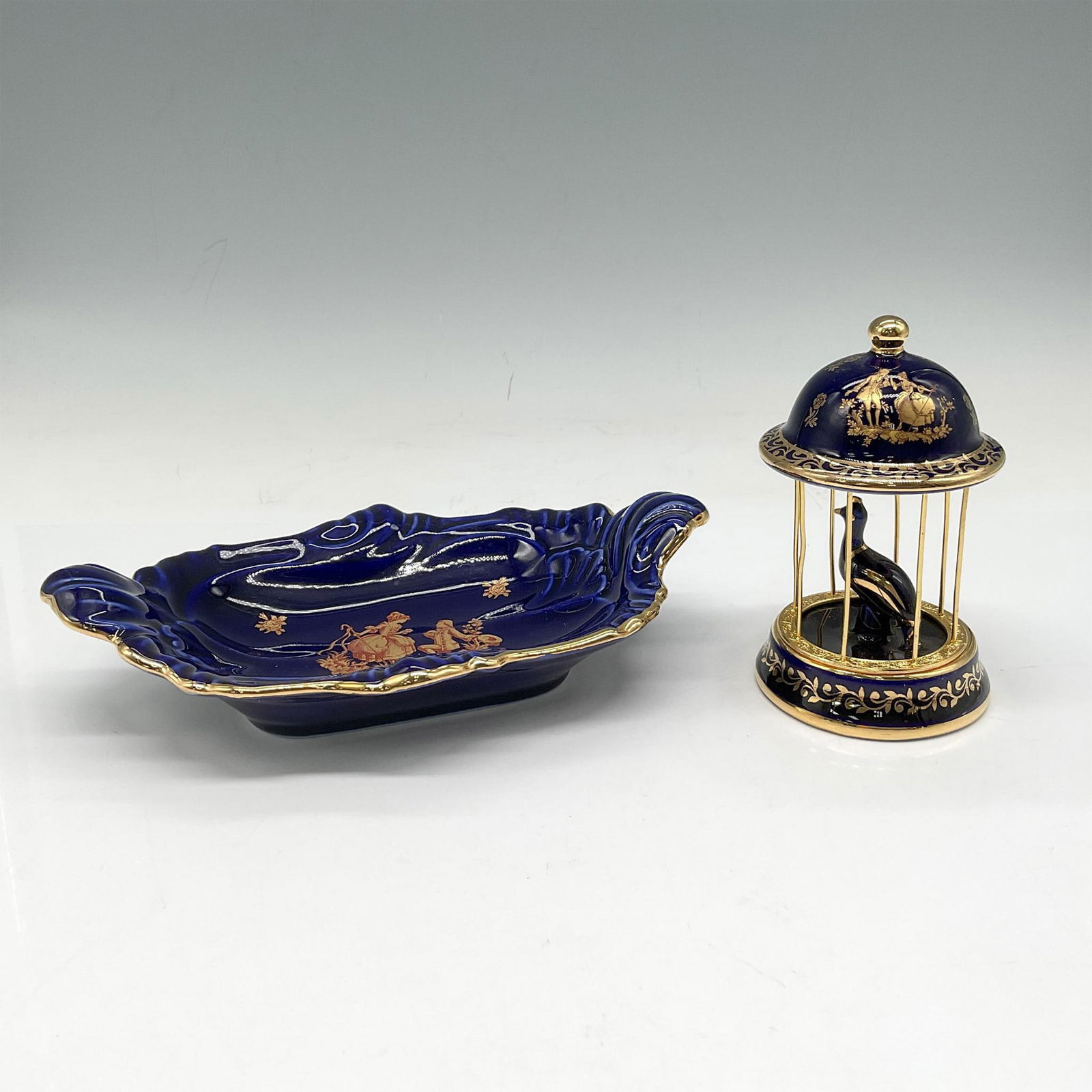 2pc Limoges Castel Porcelain Cobalt Blue Decor Pieces (1 of 3)