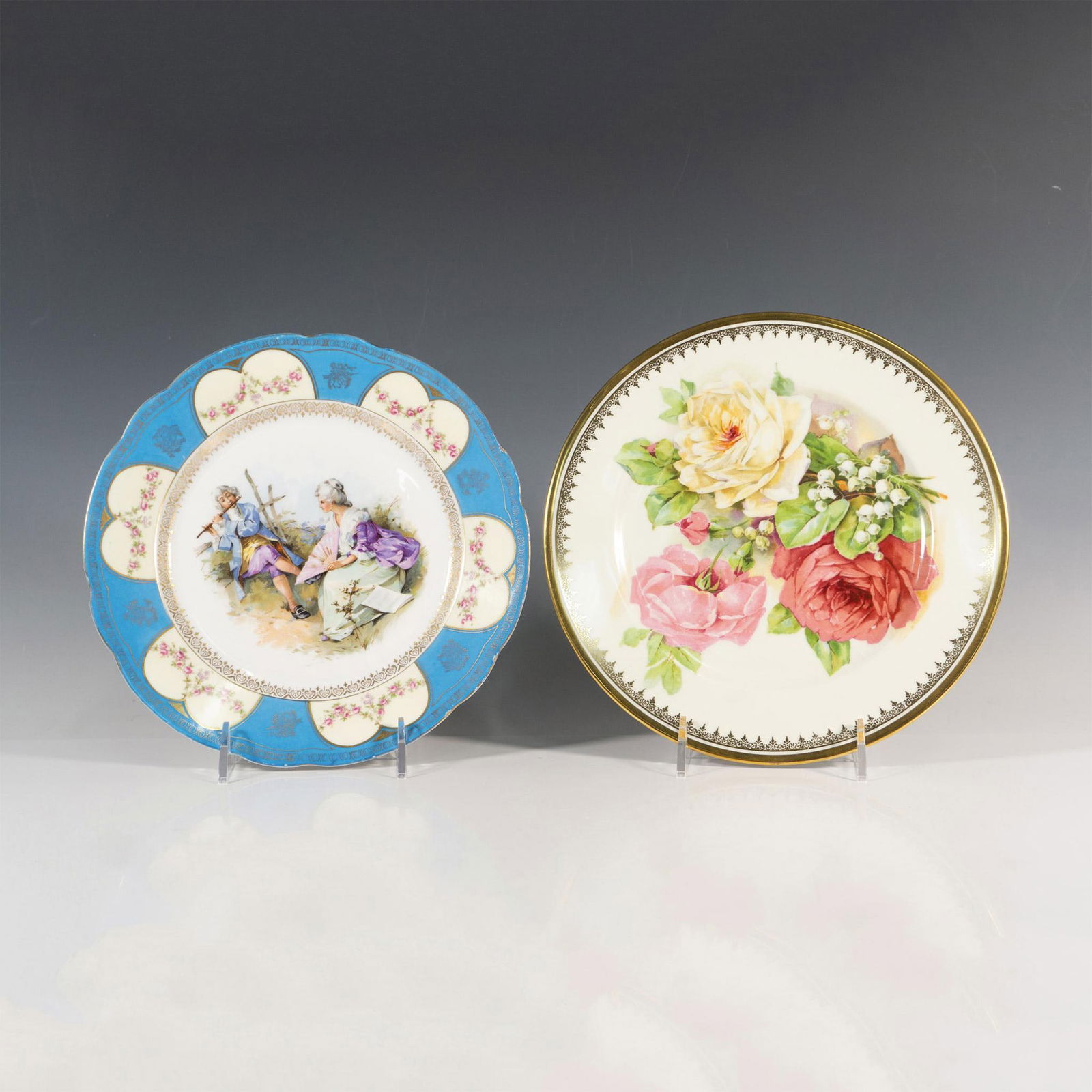 2pc Vintage Handpainted China Plates, Rosenthal and C.T. (1 of 3)