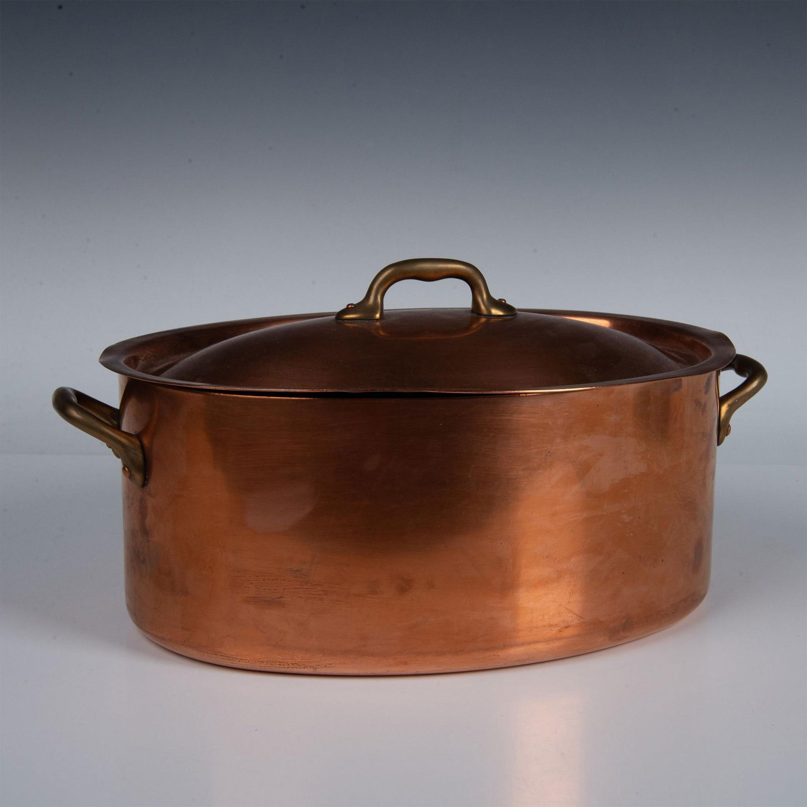 2pc Large Copper Cookware, Covered Oval Stewpan (1 of 4)