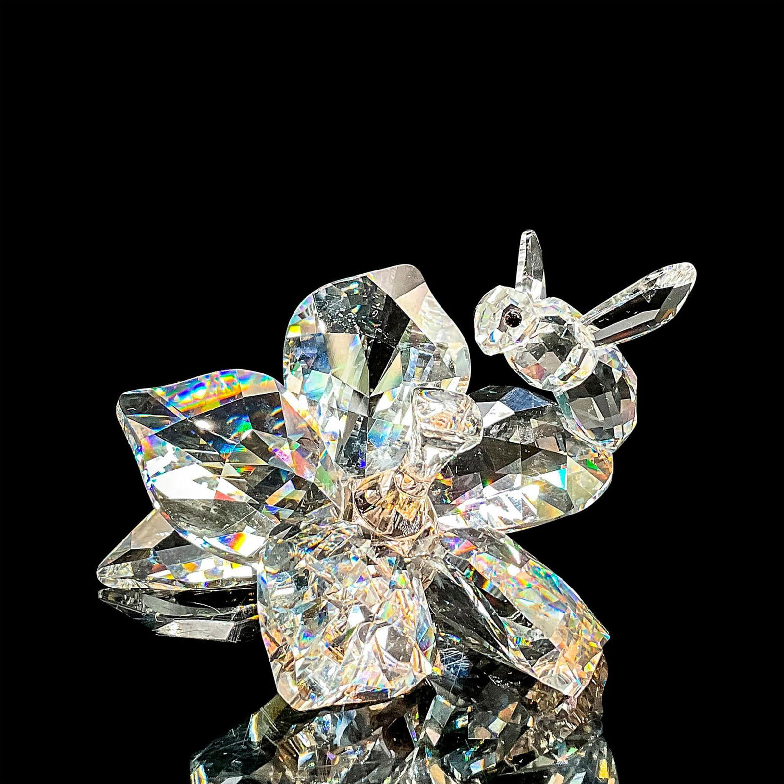Swarovski Silver Crystal Figurine, Bee on Orchid (1 of 3)