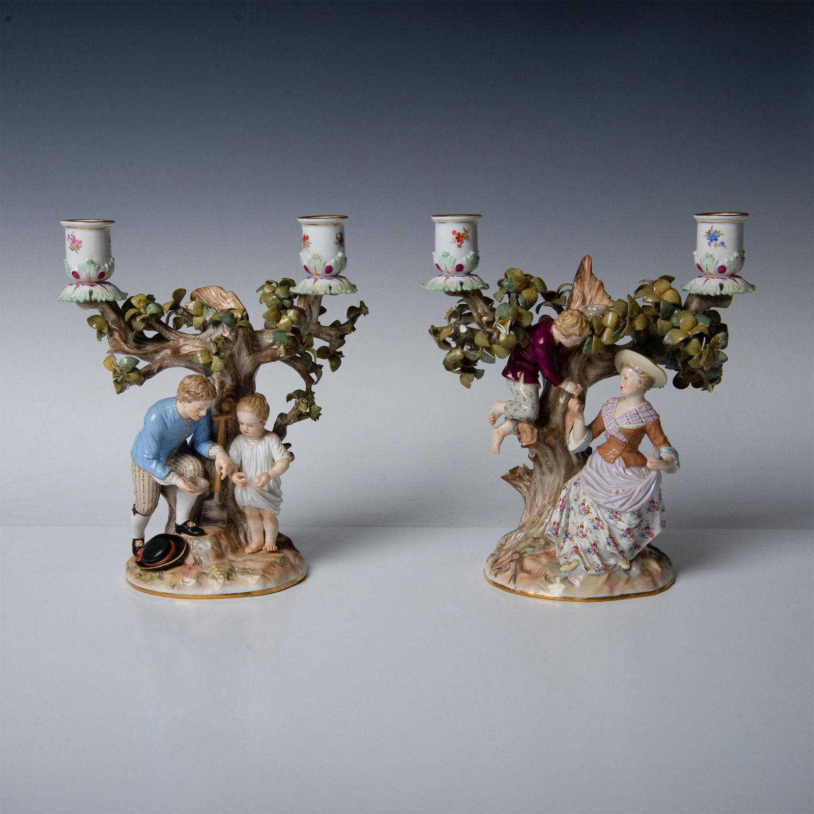 Pair of Meissen Porcelain Candle Holders, Egg Thieves (1 of 9)