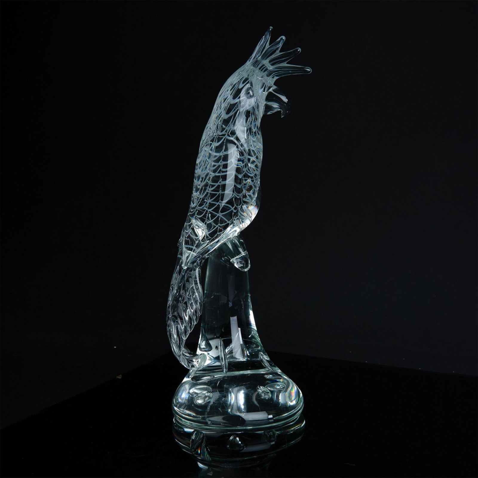 Murano Licio Zanetti Cockatoo Art Glass Sculpture, Signed (1 of 6)