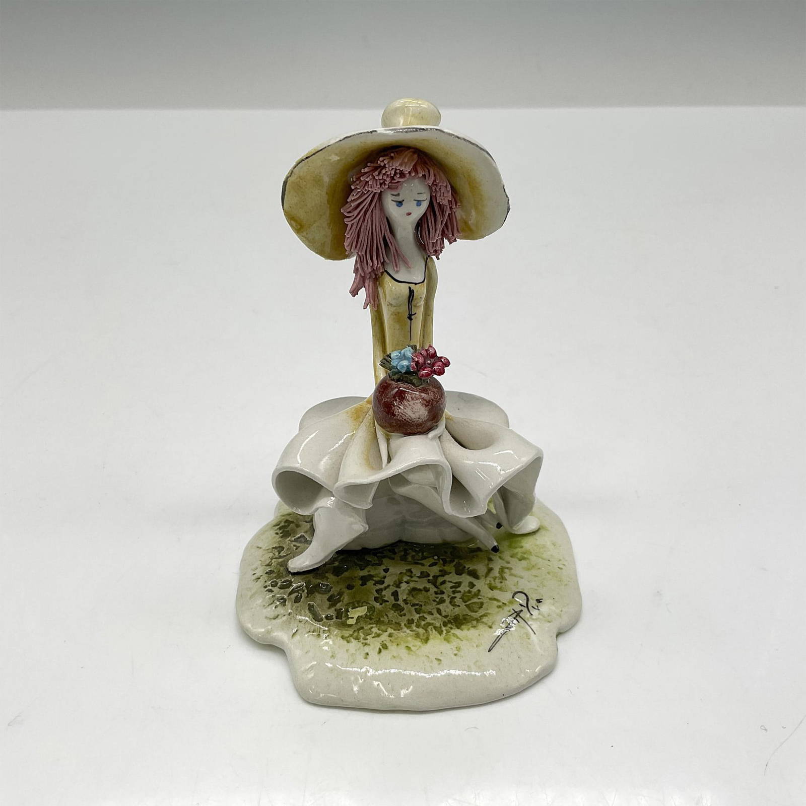 Zampiva Italian Porcelain Figurine, Signed Girl With Flowers Auction