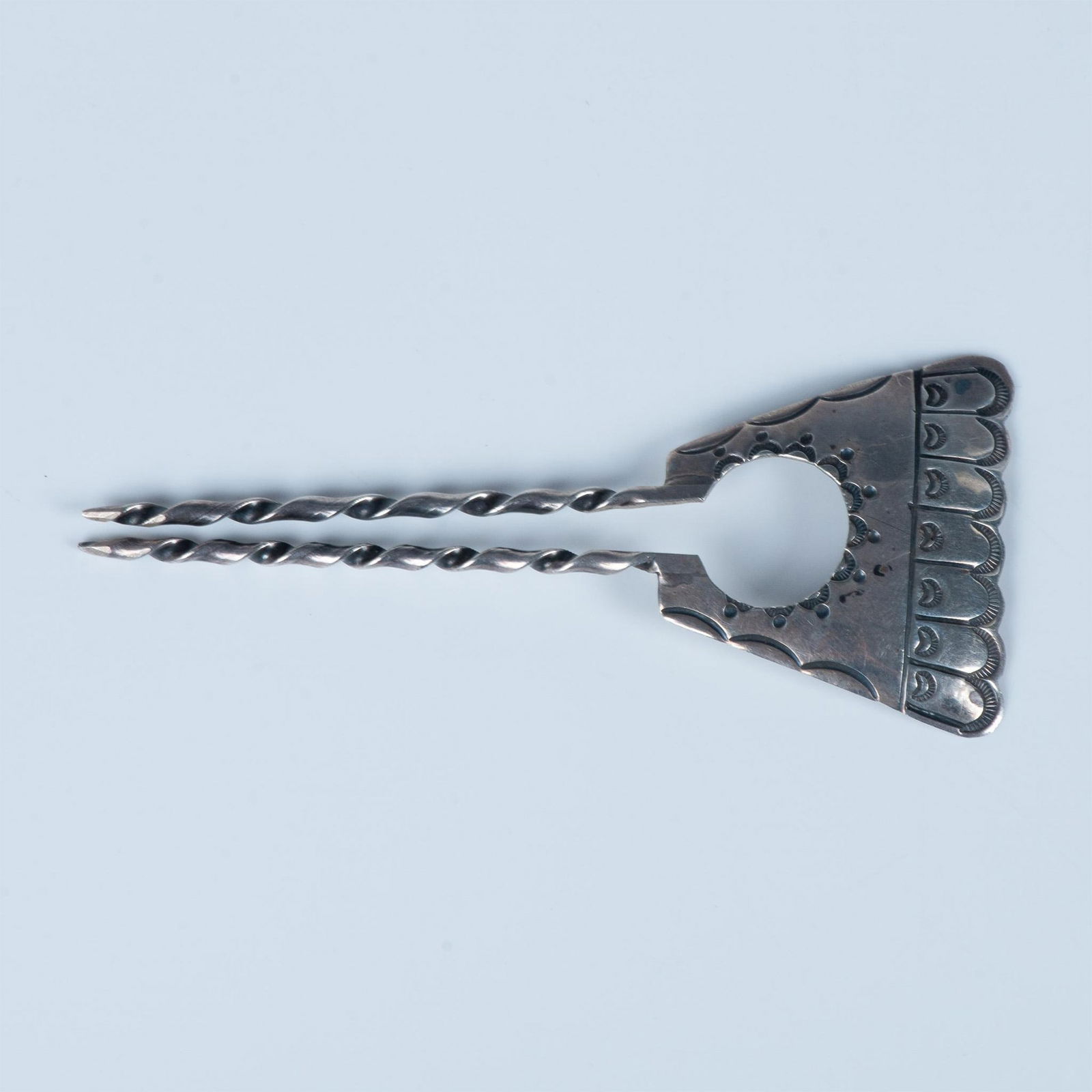 Native American Sterling Silver Two-Prong Hair Pin Ornament (1 of 5)