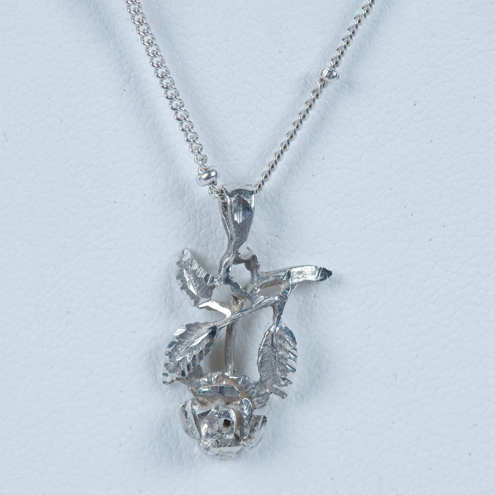 Lovely Delicate Sterling Silver Rose Necklace (1 of 6)