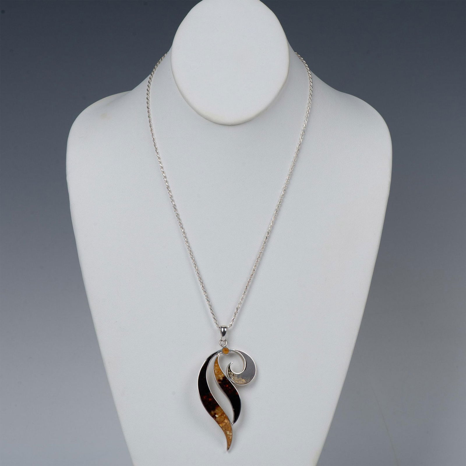 Sterling Silver and Baltic Amber Pendant Necklace (1 of 3)