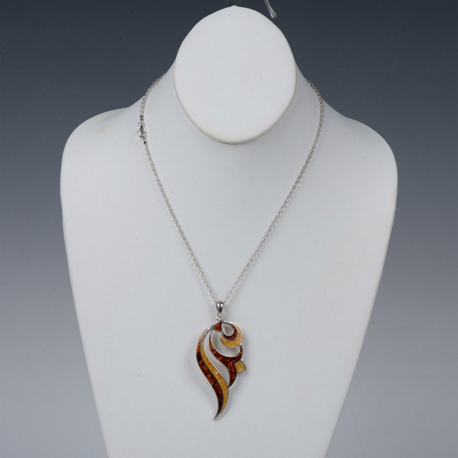 Sterling Silver and Baltic Amber Pendant Necklace (1 of 3)