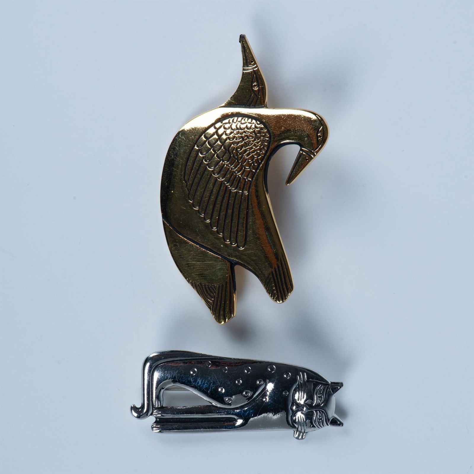 2pc Cute Laurel Burch Cat and Bird Brooch Pins (1 of 9)